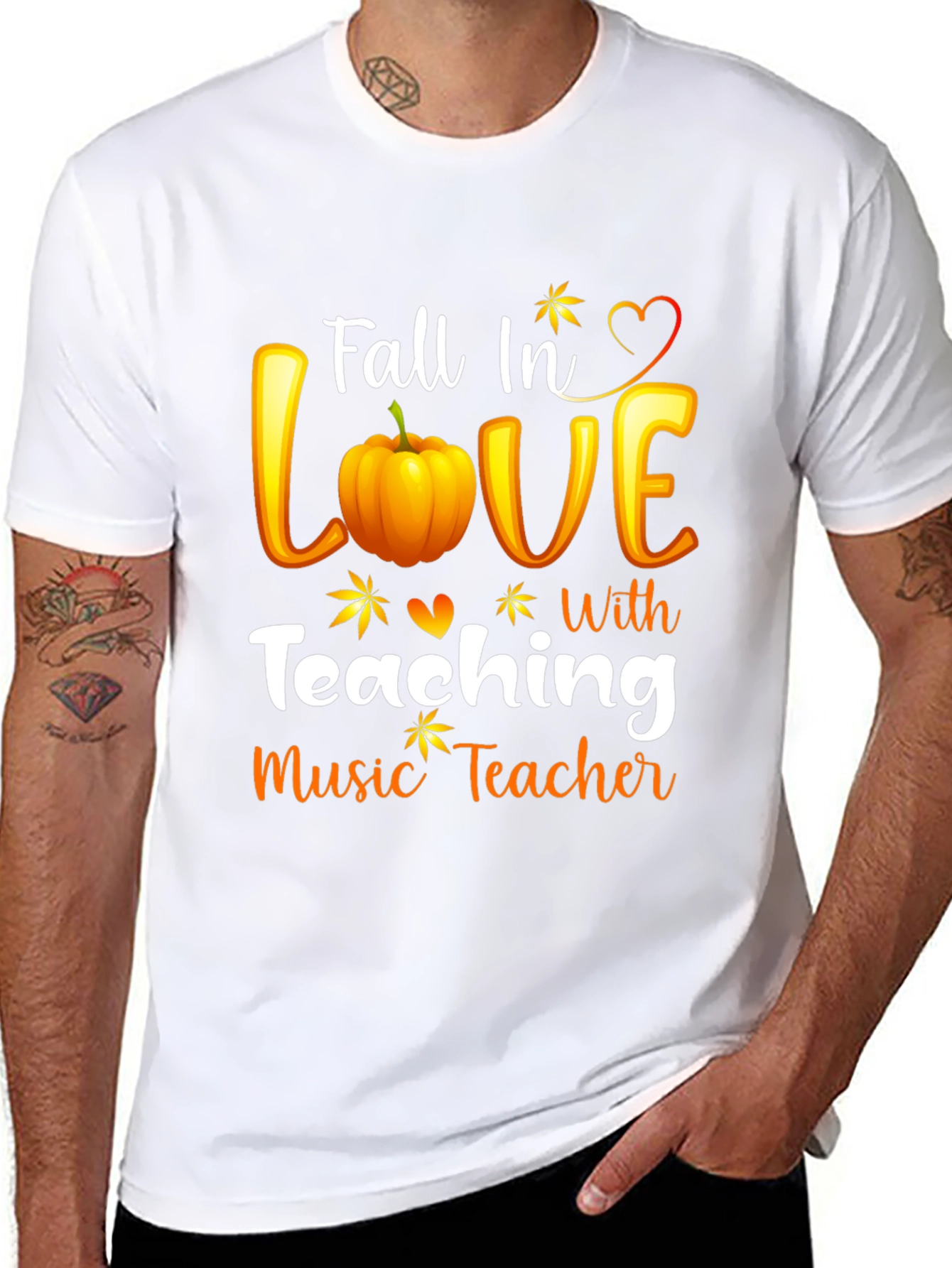 Fall In Love Teaching Music Teacher Black T-Shirt