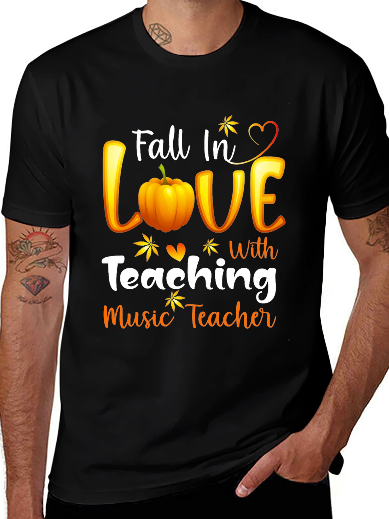 Fall In Love Teaching Music Teacher Black T-Shirt