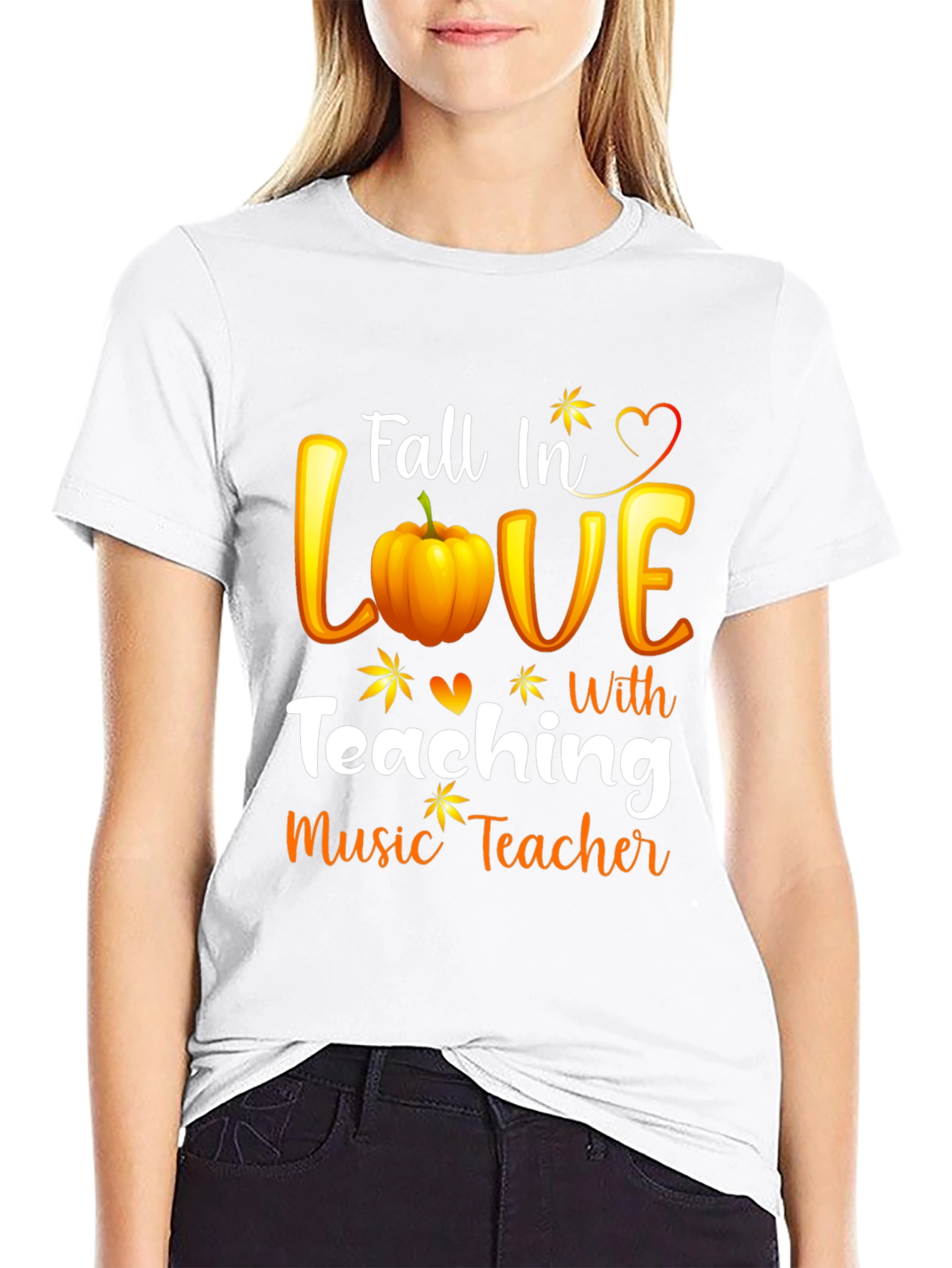 Fall In Love Teaching Music Teacher Black T-Shirt