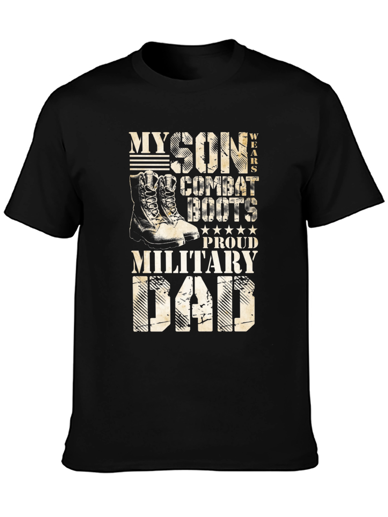 Proud Military Dad T-Shirt - Son Wears Combat Boots