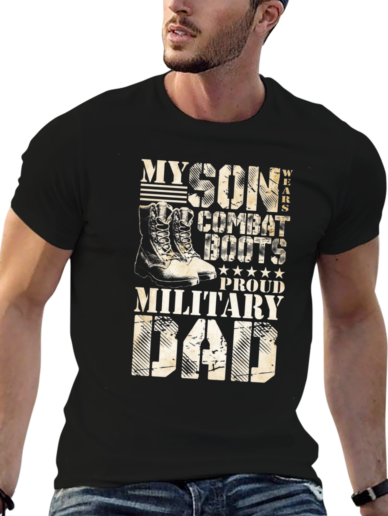 Proud Military Dad T-Shirt - Son Wears Combat Boots