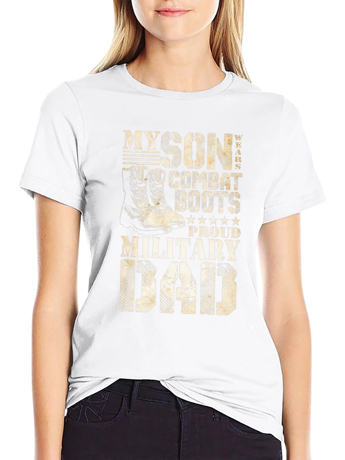 Proud Military Dad T-Shirt - Son Wears Combat Boots