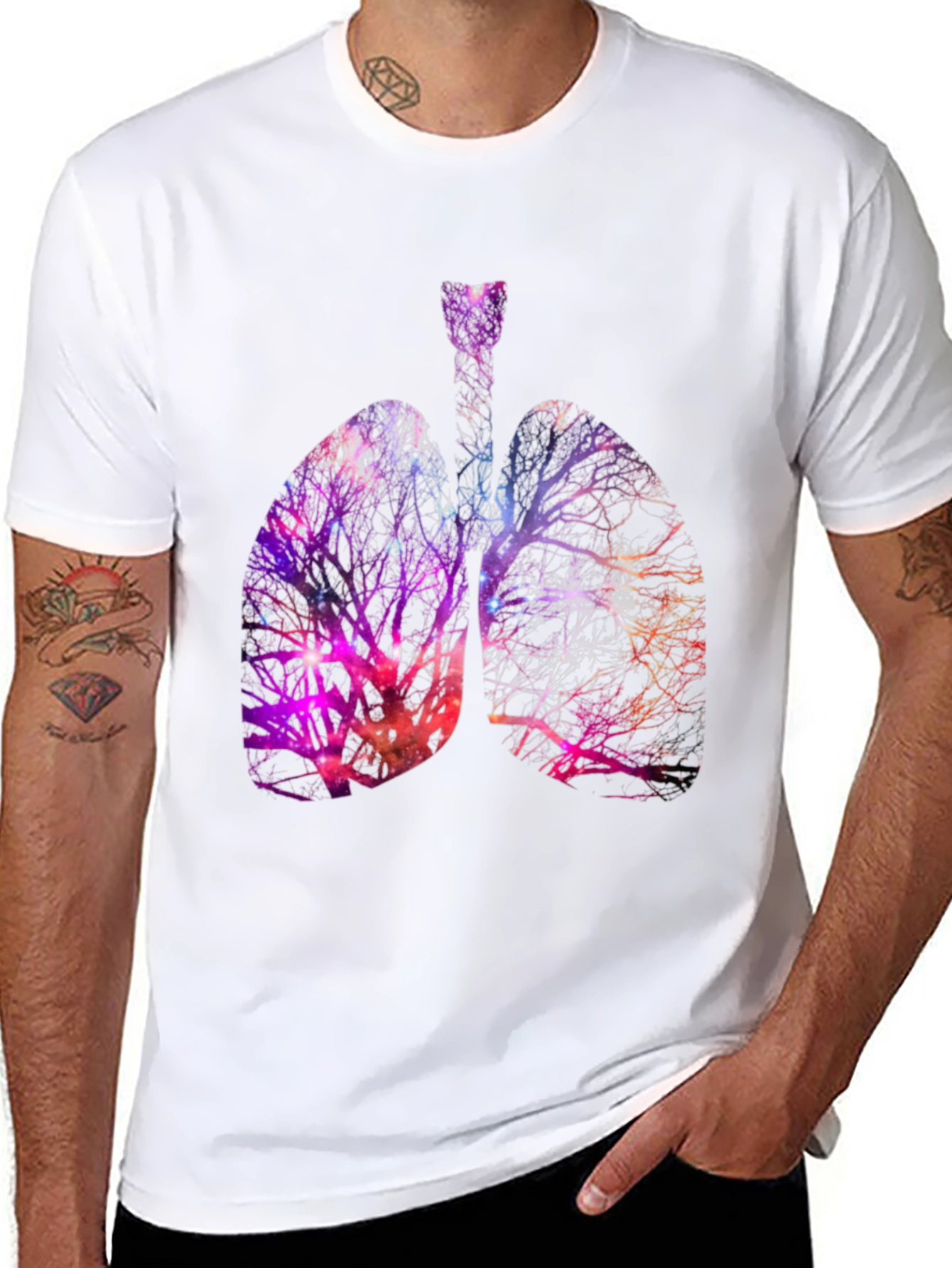 Nebula Lungs Graphic Tee - Artistic Anatomy Shirt