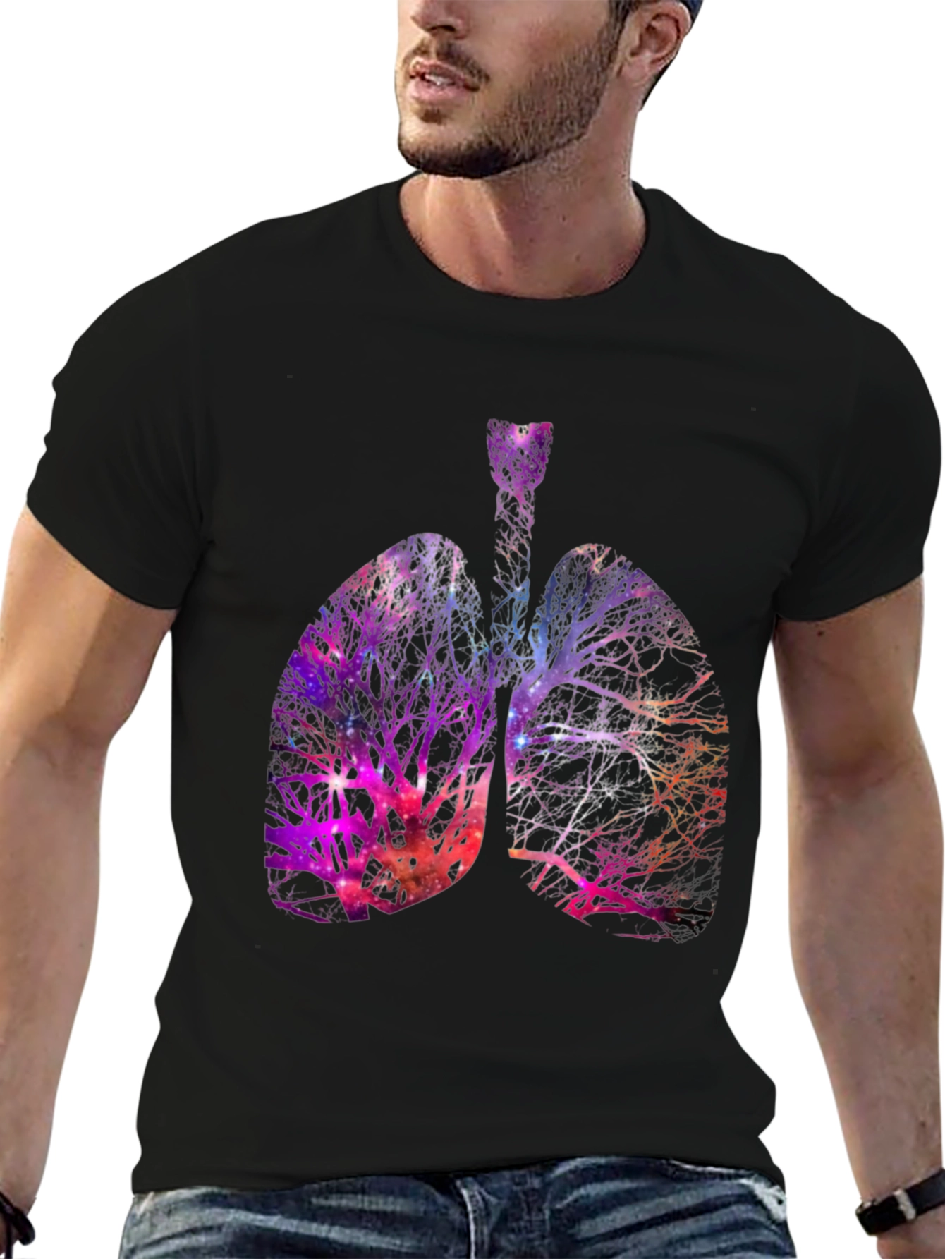 Nebula Lungs Graphic Tee - Artistic Anatomy Shirt