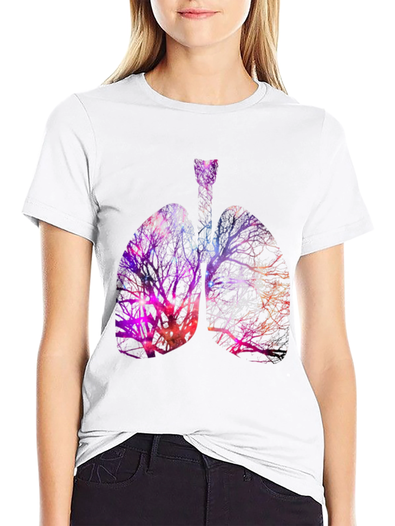 Nebula Lungs Graphic Tee - Artistic Anatomy Shirt