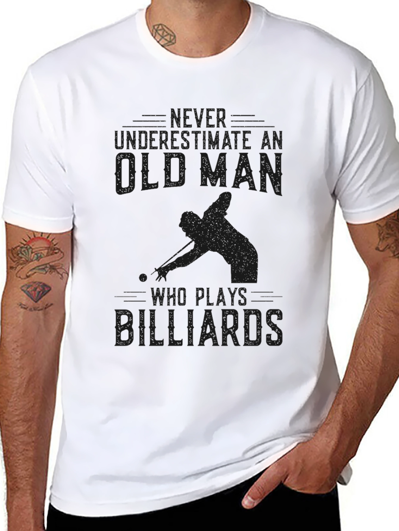 Never Underestimate Old Man Billiards T-Shirt