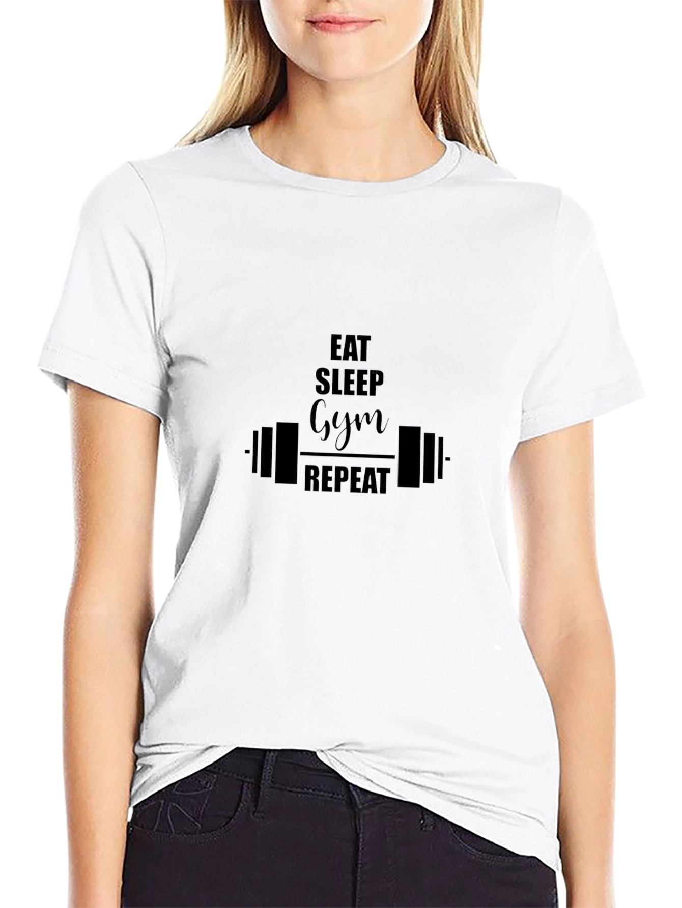 Eat Sleep Gym Repeat Black T-Shirt