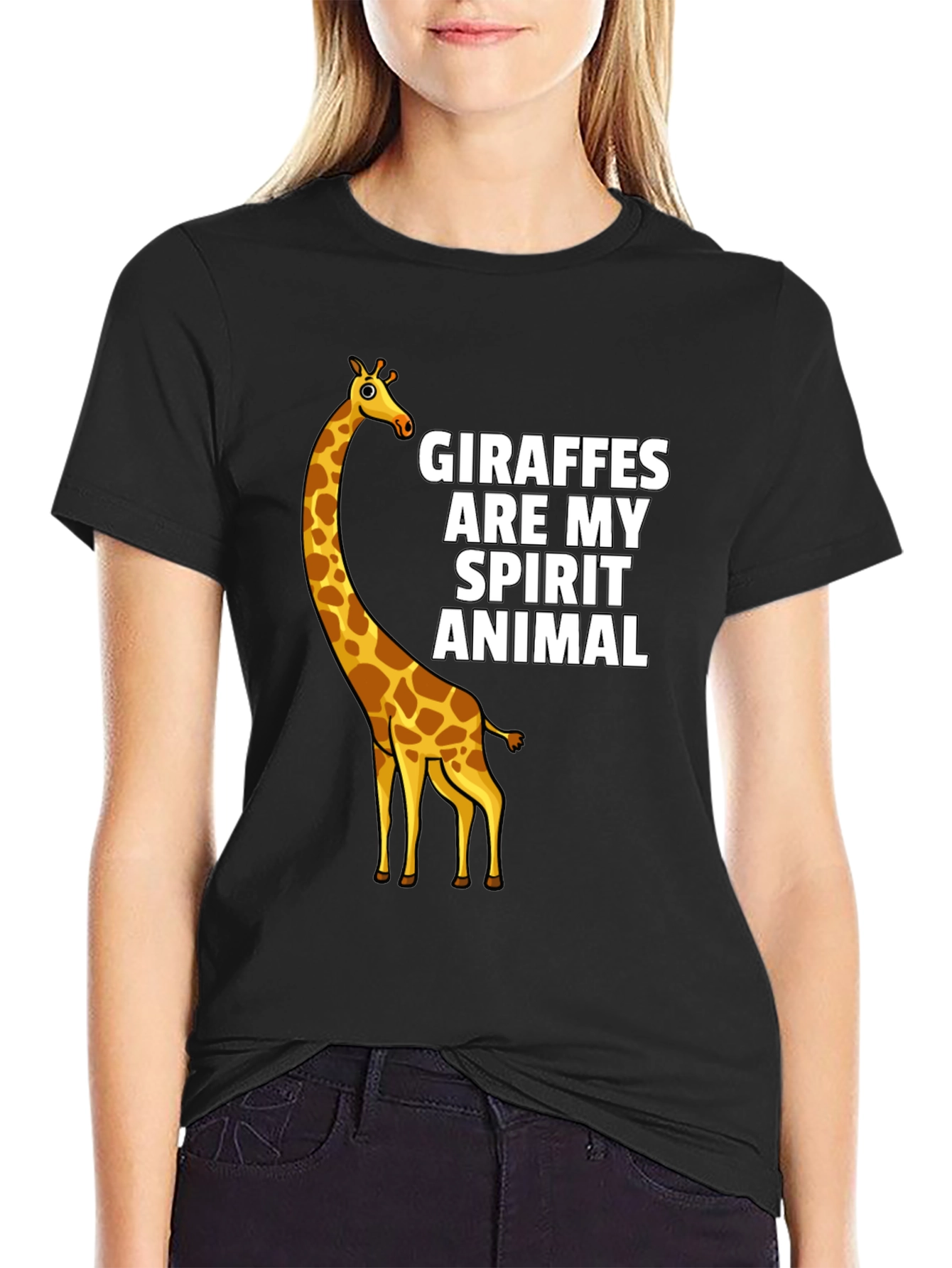 Giraffe Spirit Animal Black T-Shirt