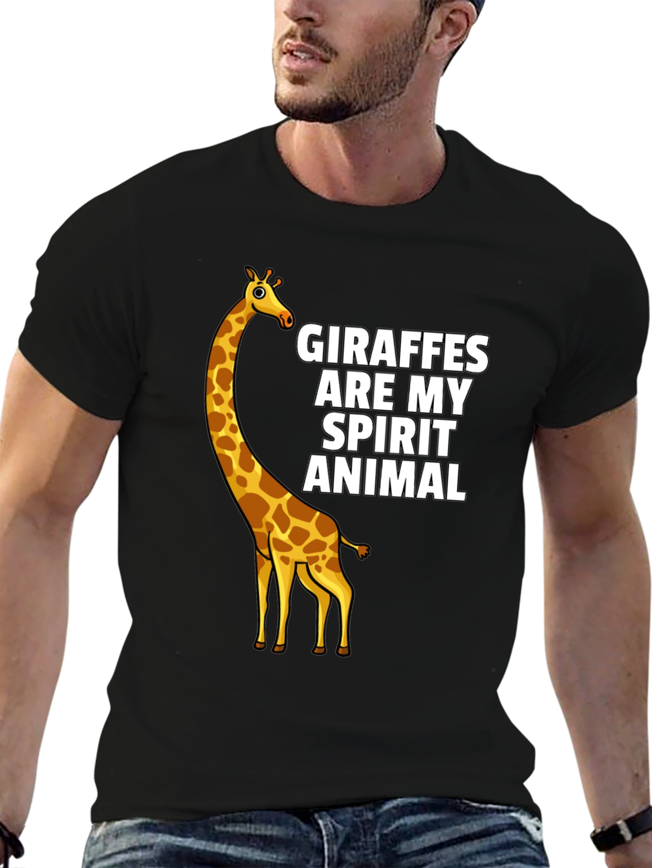 Giraffe Spirit Animal Black T-Shirt