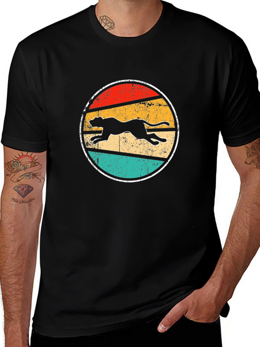 Retro Cheetah Graphic Tee - Vintage Style Mens T-Shirt