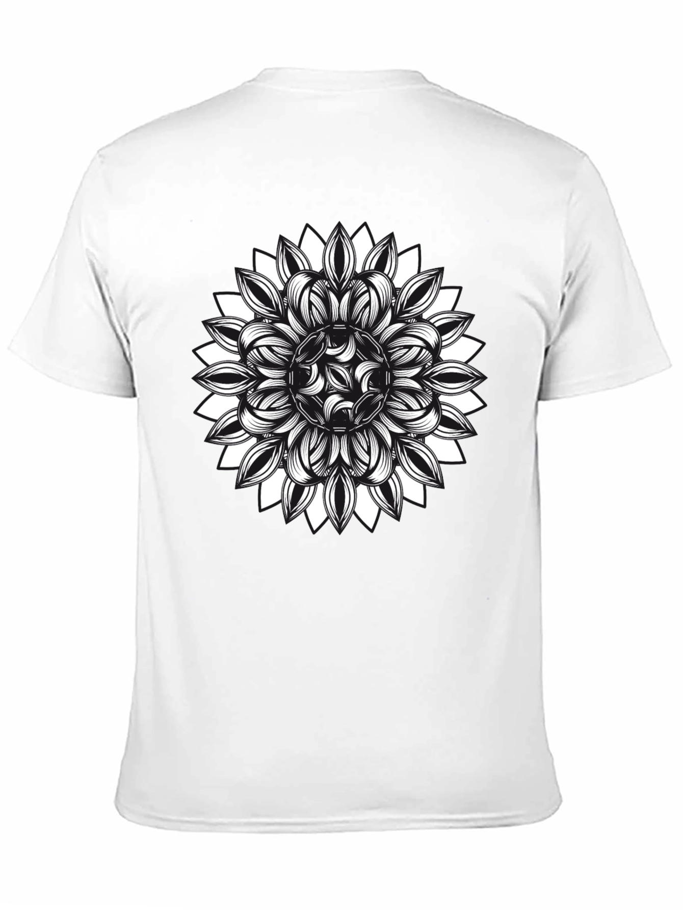 Black T-Shirt with Floral Mandala Graphic