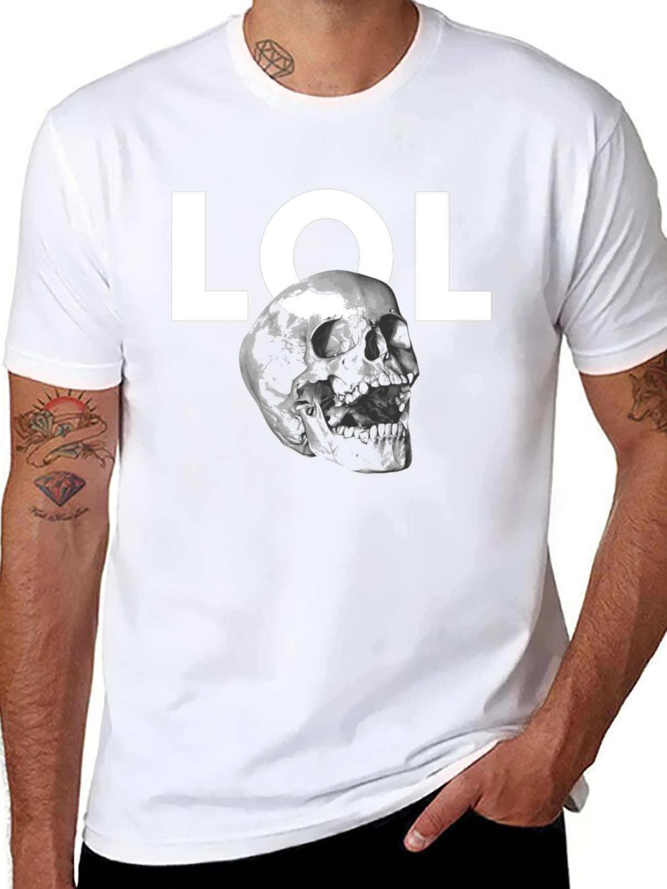 LOL Skull Graphic Tee - Mens Black T-Shirt