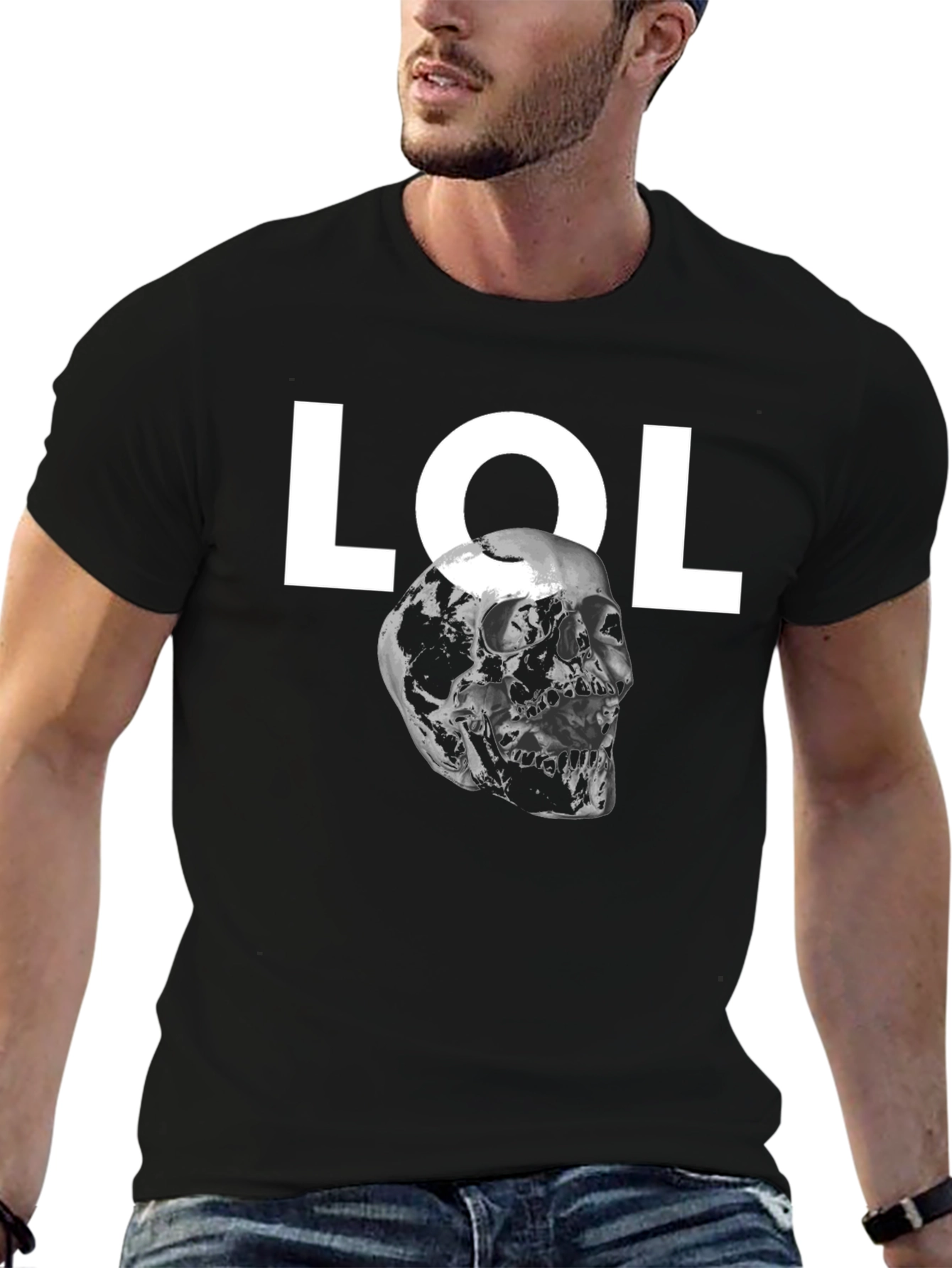 LOL Skull Graphic Tee - Mens Black T-Shirt