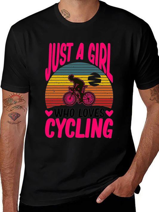 Just A Girl Who Loves Cycling Graphic T-Shirt