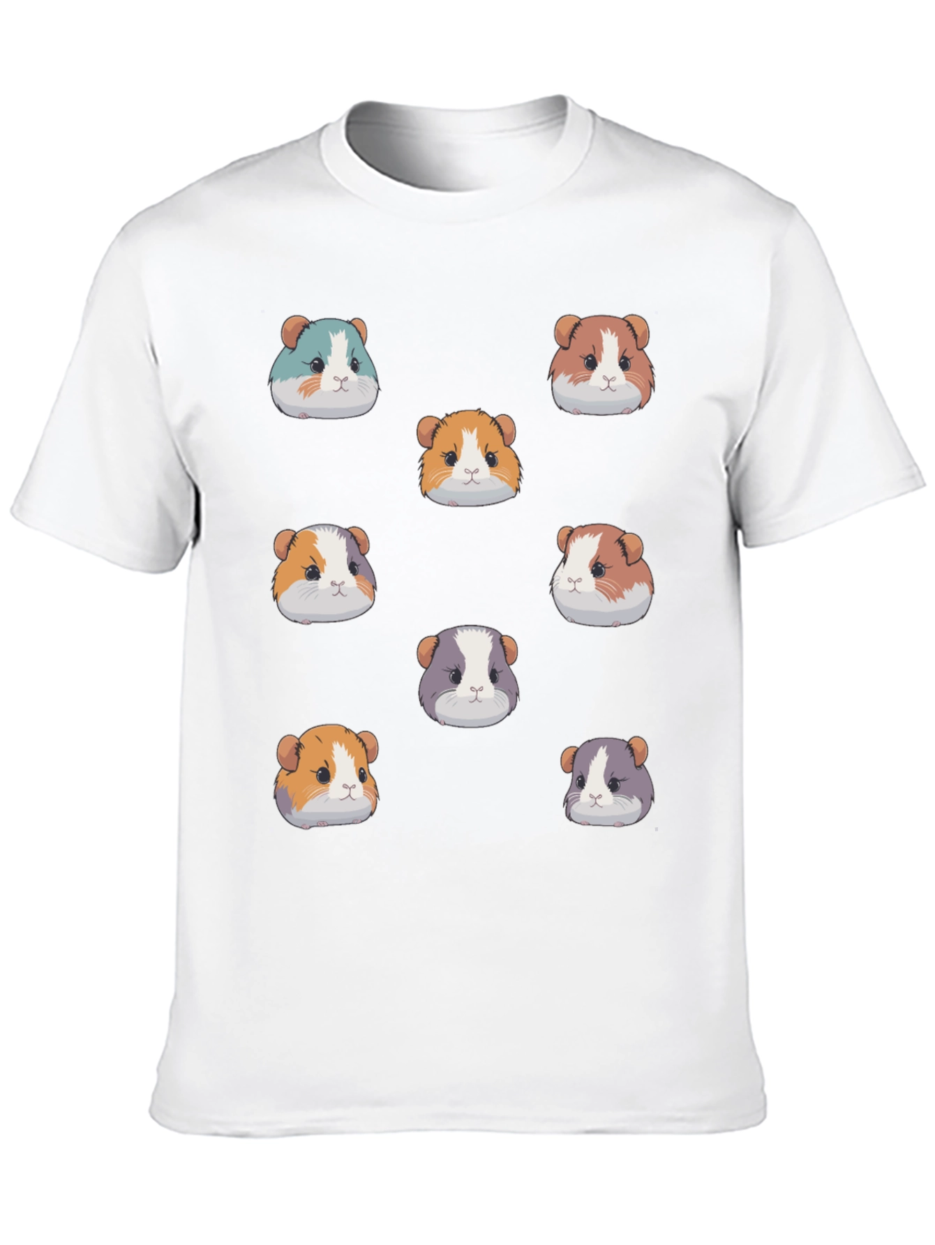 Guinea Pig Faces Pattern Black T-Shirt