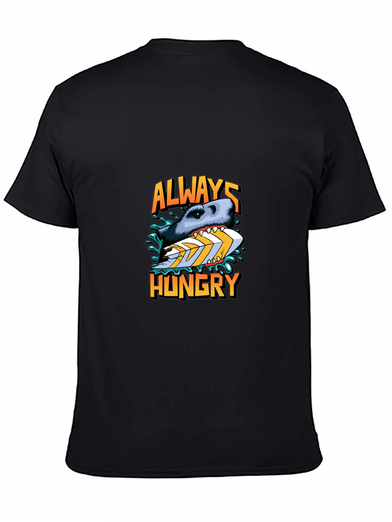 Always Hungry Shark Graphic Black T-Shirt