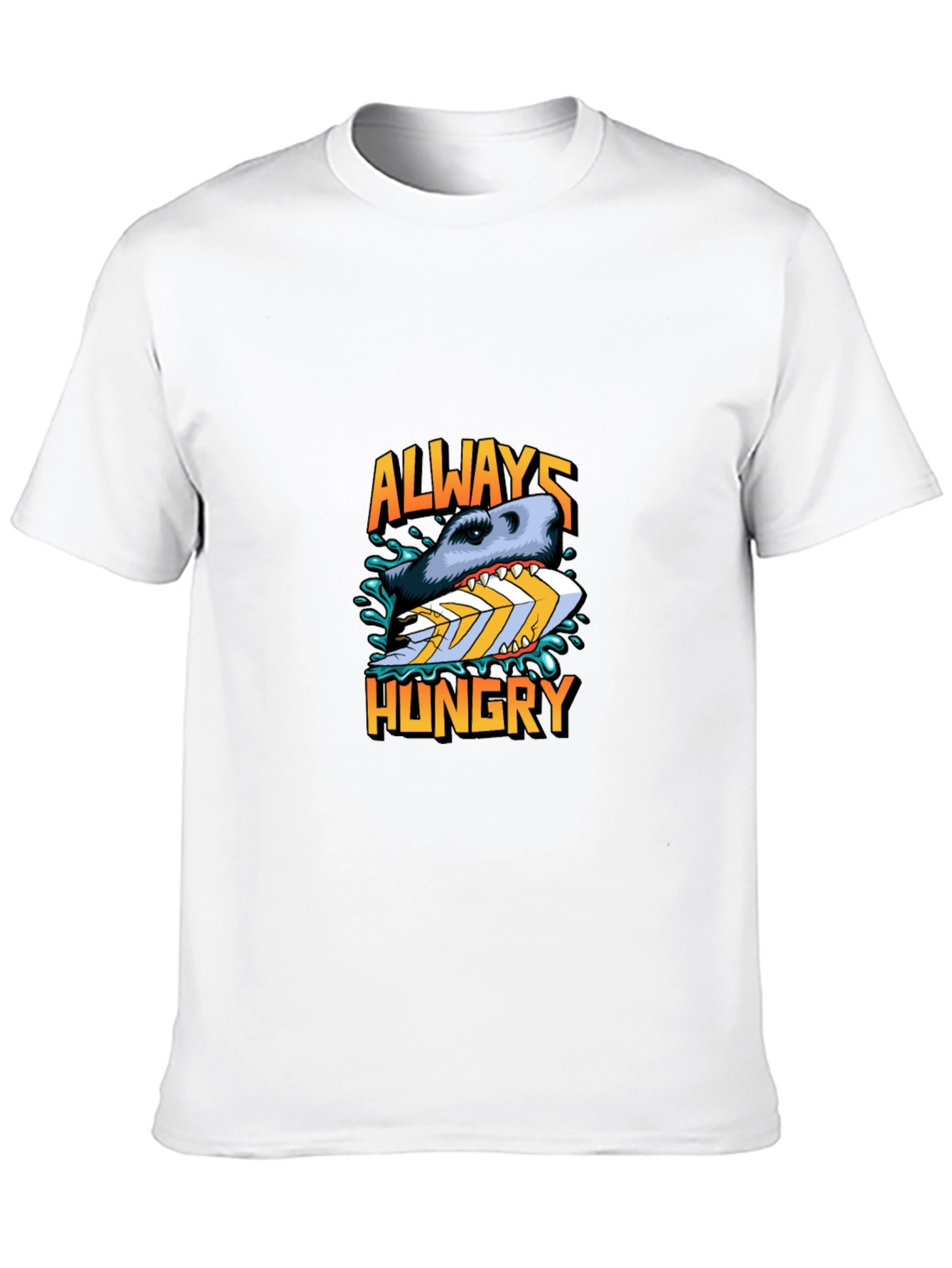 Always Hungry Shark Graphic Black T-Shirt