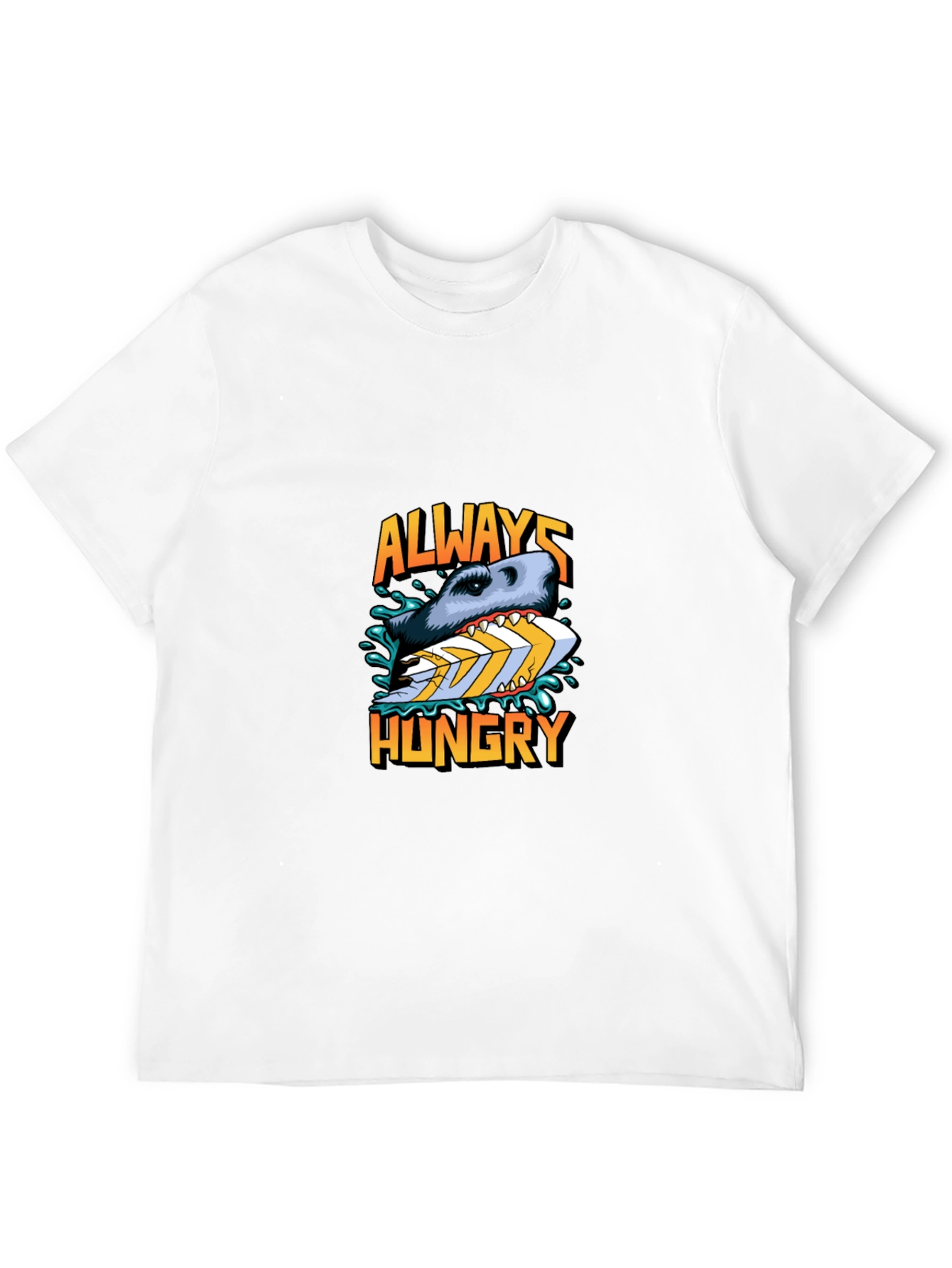 Always Hungry Shark Graphic Black T-Shirt