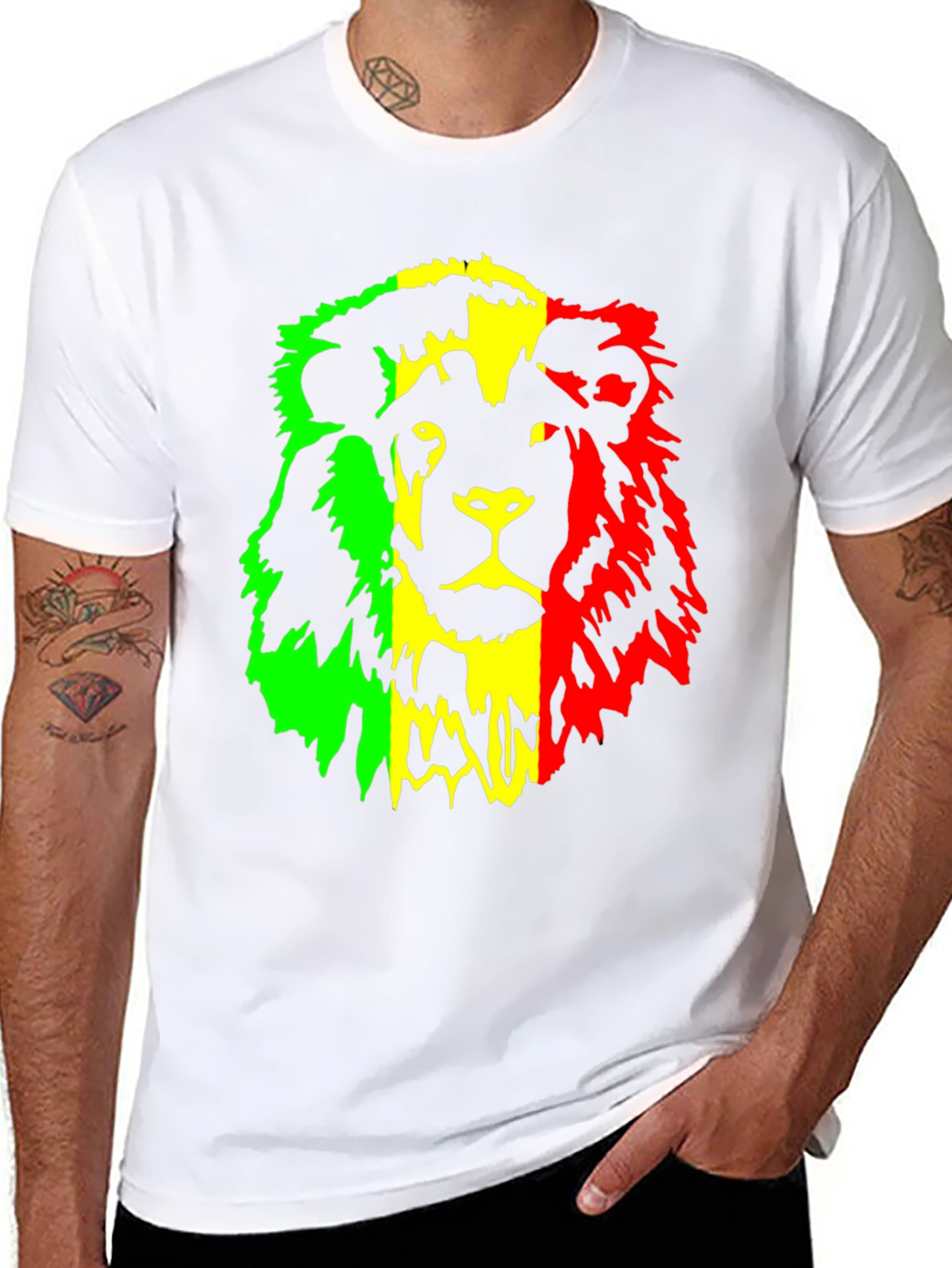 Rasta Lion Graphic Tee - Reggae Inspired Black T-Shirt