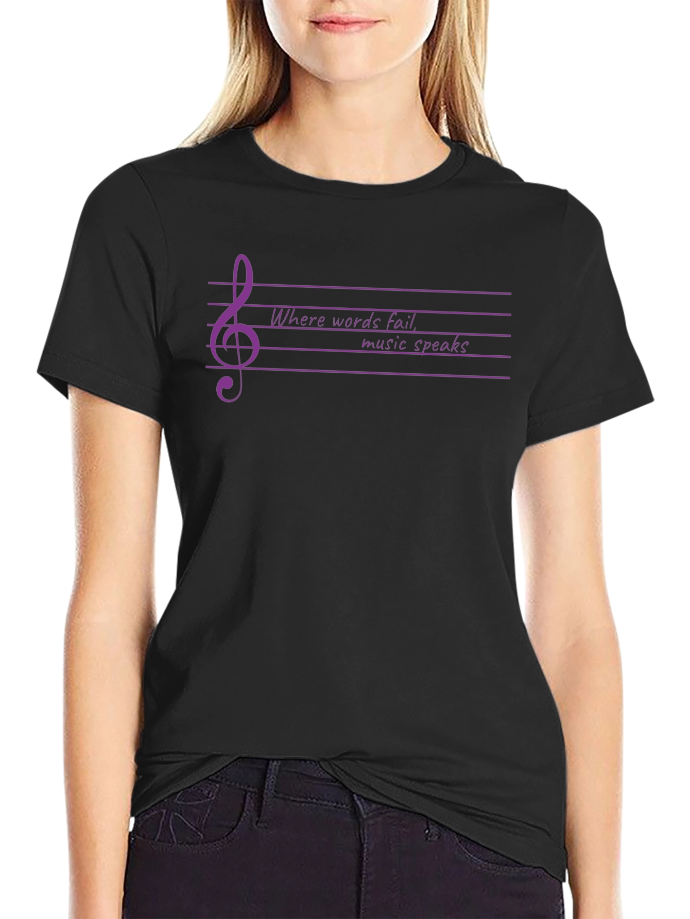 Music Speaks Graphic T-Shirt - Black