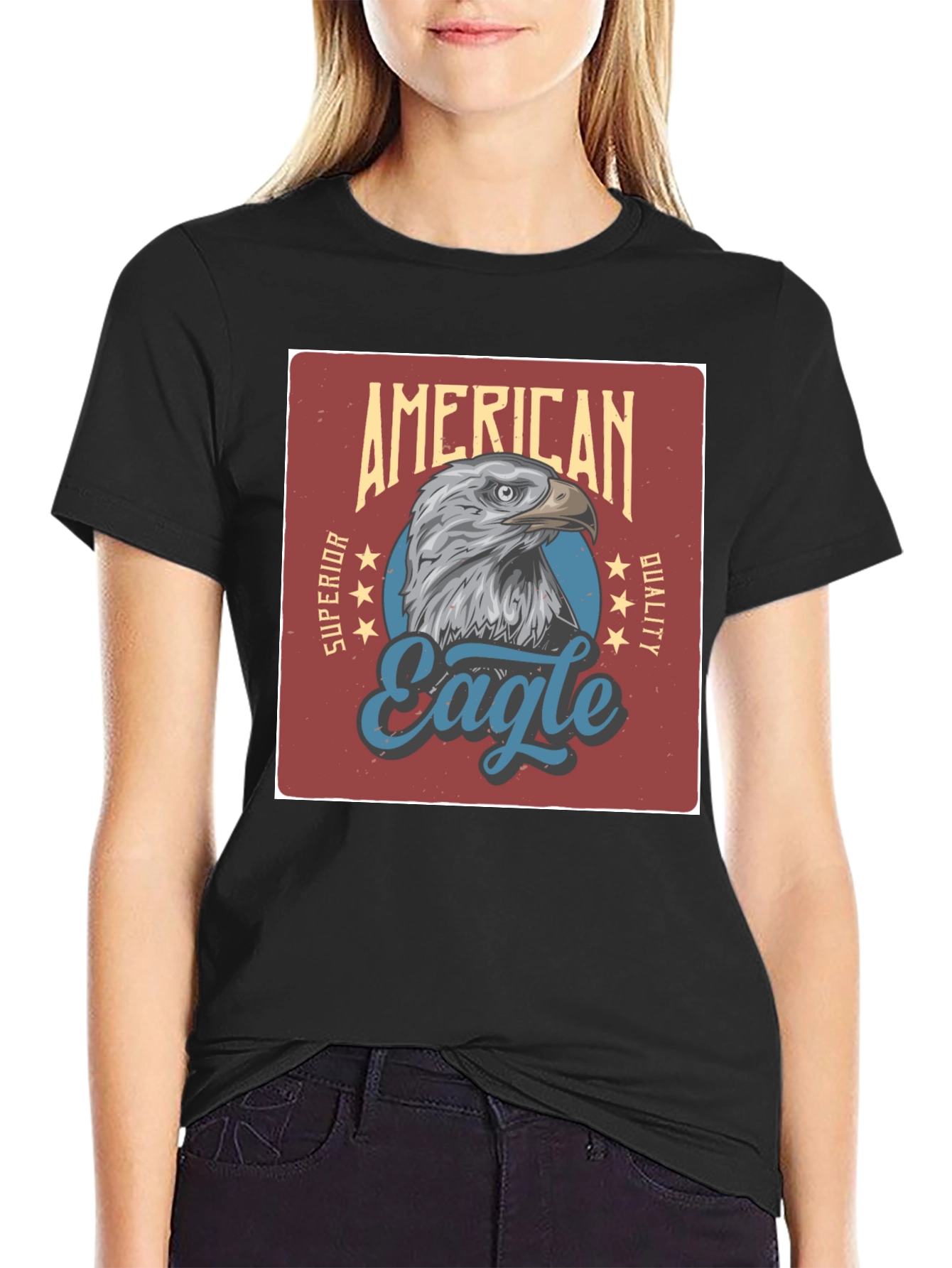 American Eagle Graphic Print Black T-Shirt