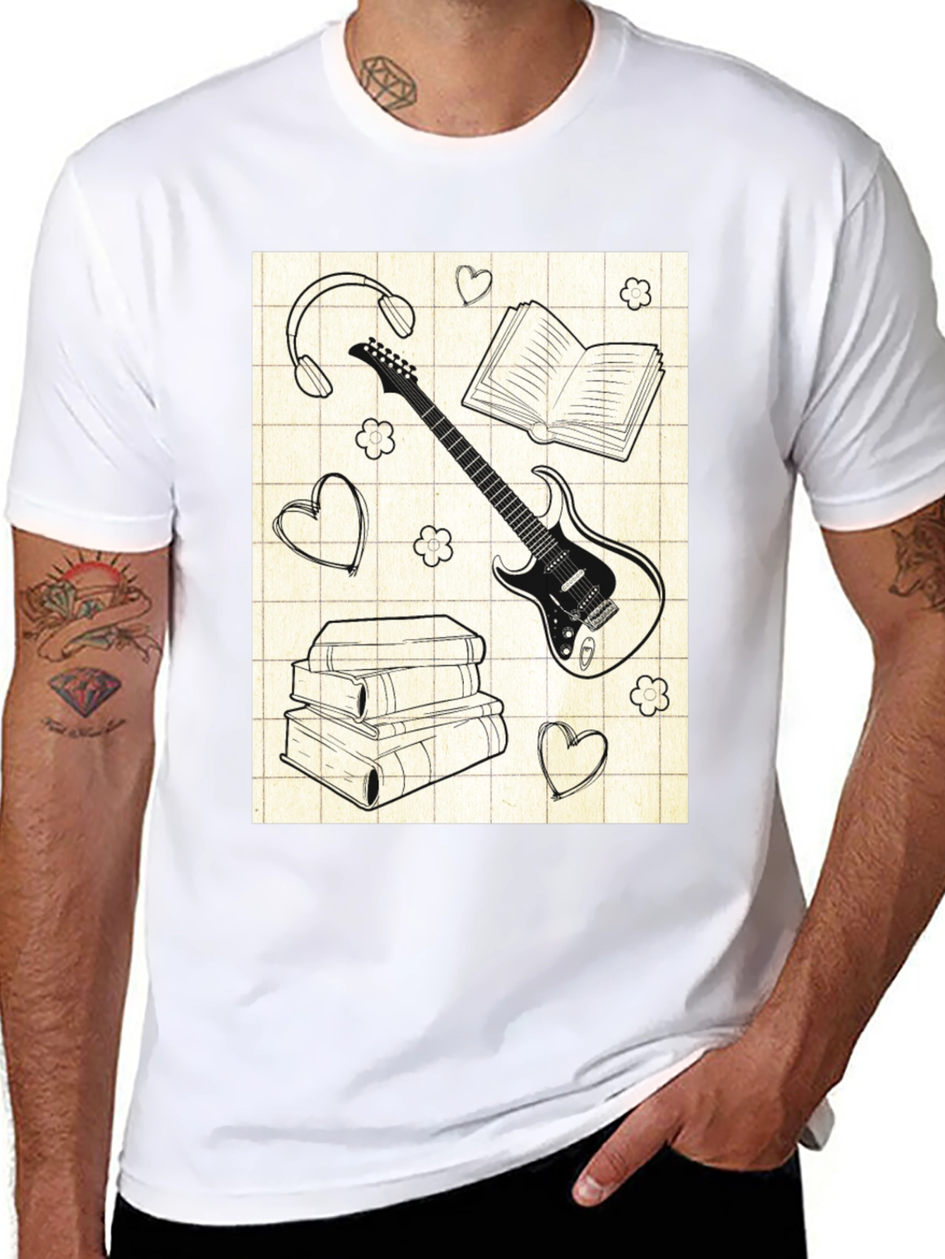Music & Books T-Shirt - Stylish Graphic Tee