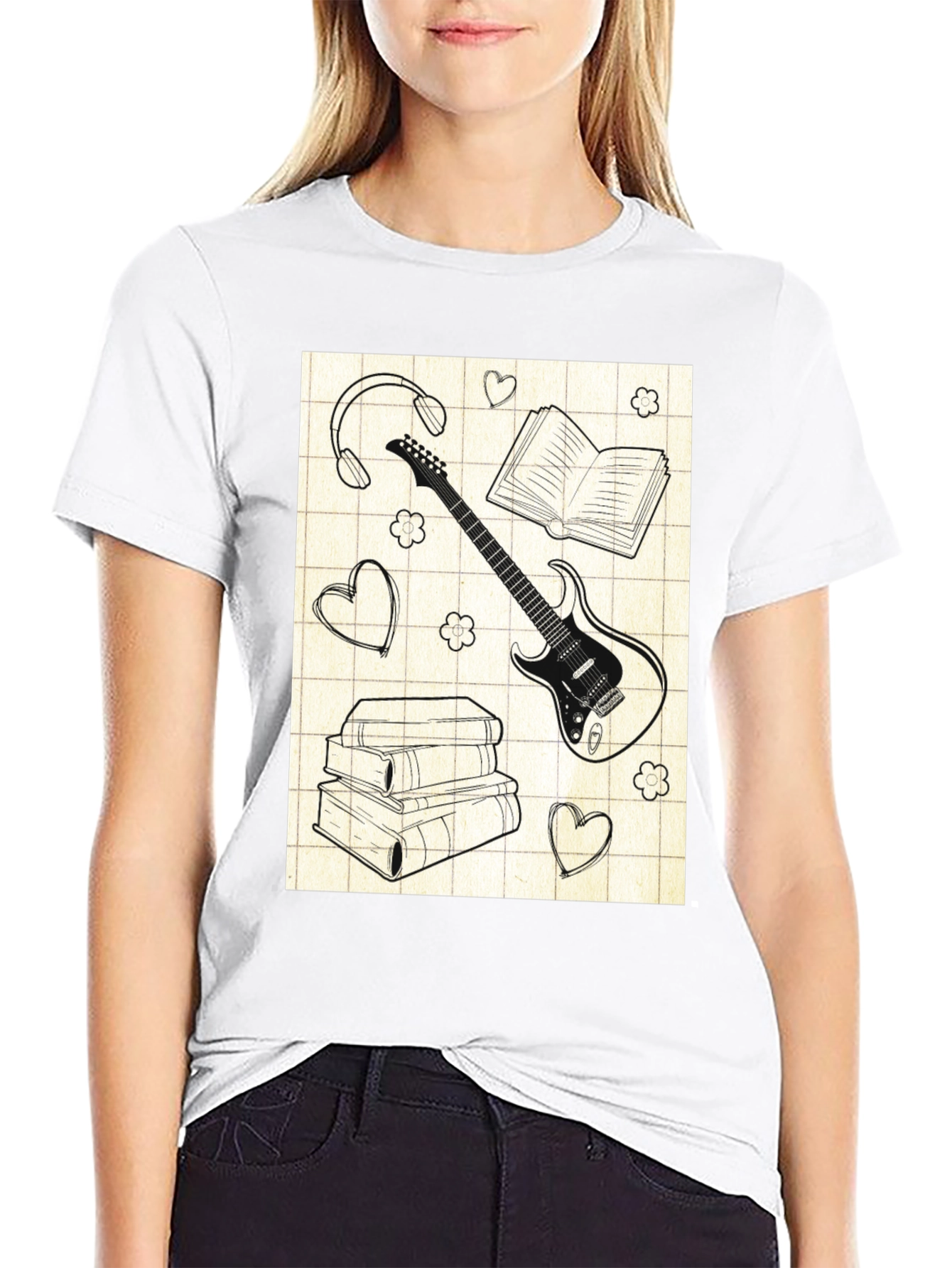 Music & Books T-Shirt - Stylish Graphic Tee