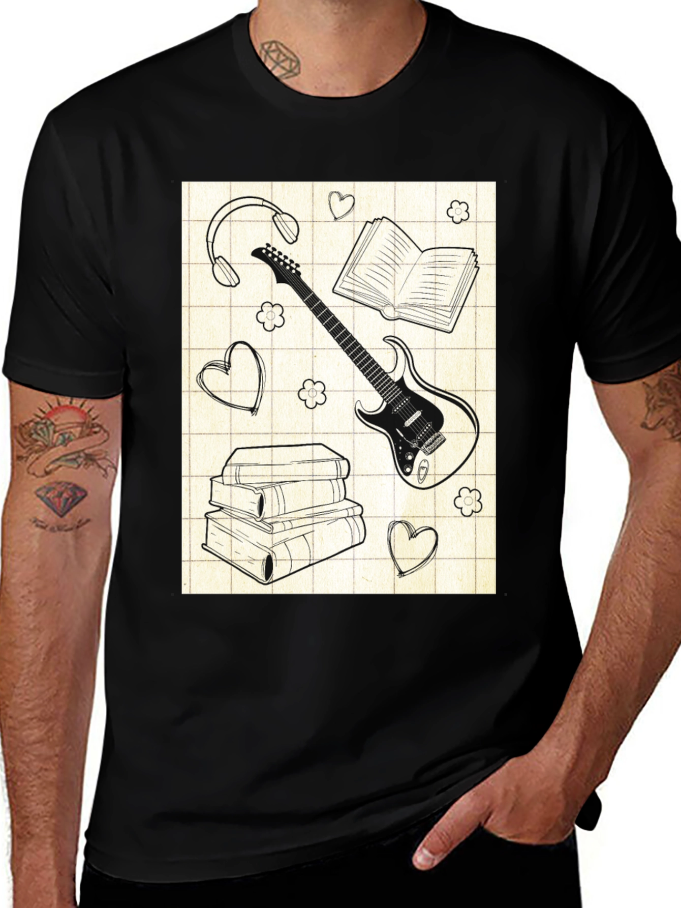 Music & Books T-Shirt - Stylish Graphic Tee