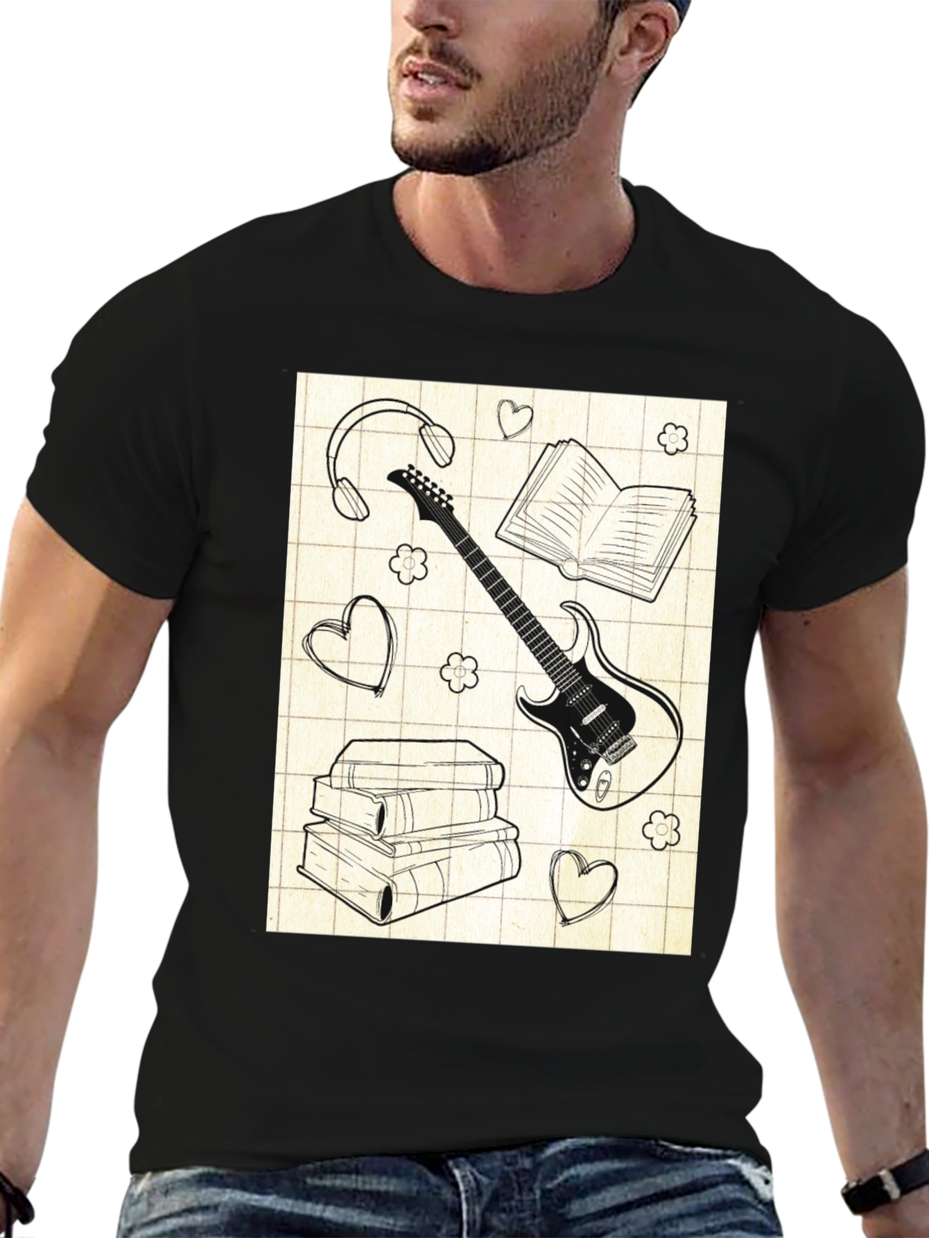 Music & Books T-Shirt - Stylish Graphic Tee