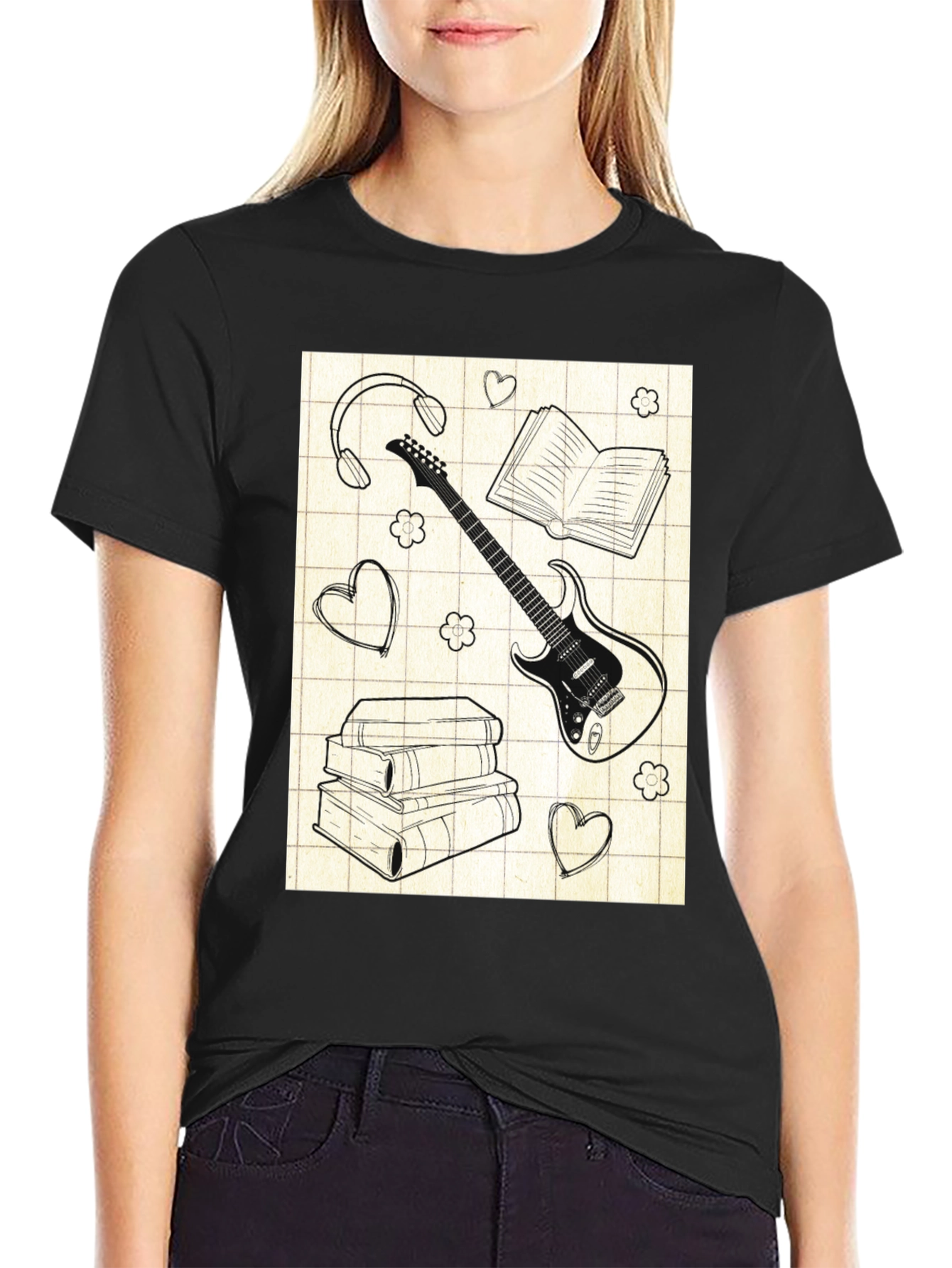Music & Books T-Shirt - Stylish Graphic Tee