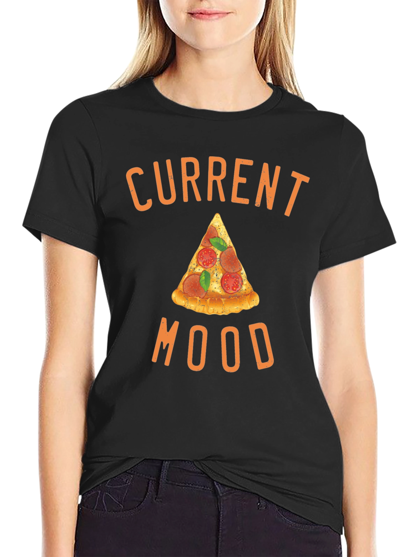 Pizza Mood Graphic Tee - Unisex Black T-Shirt