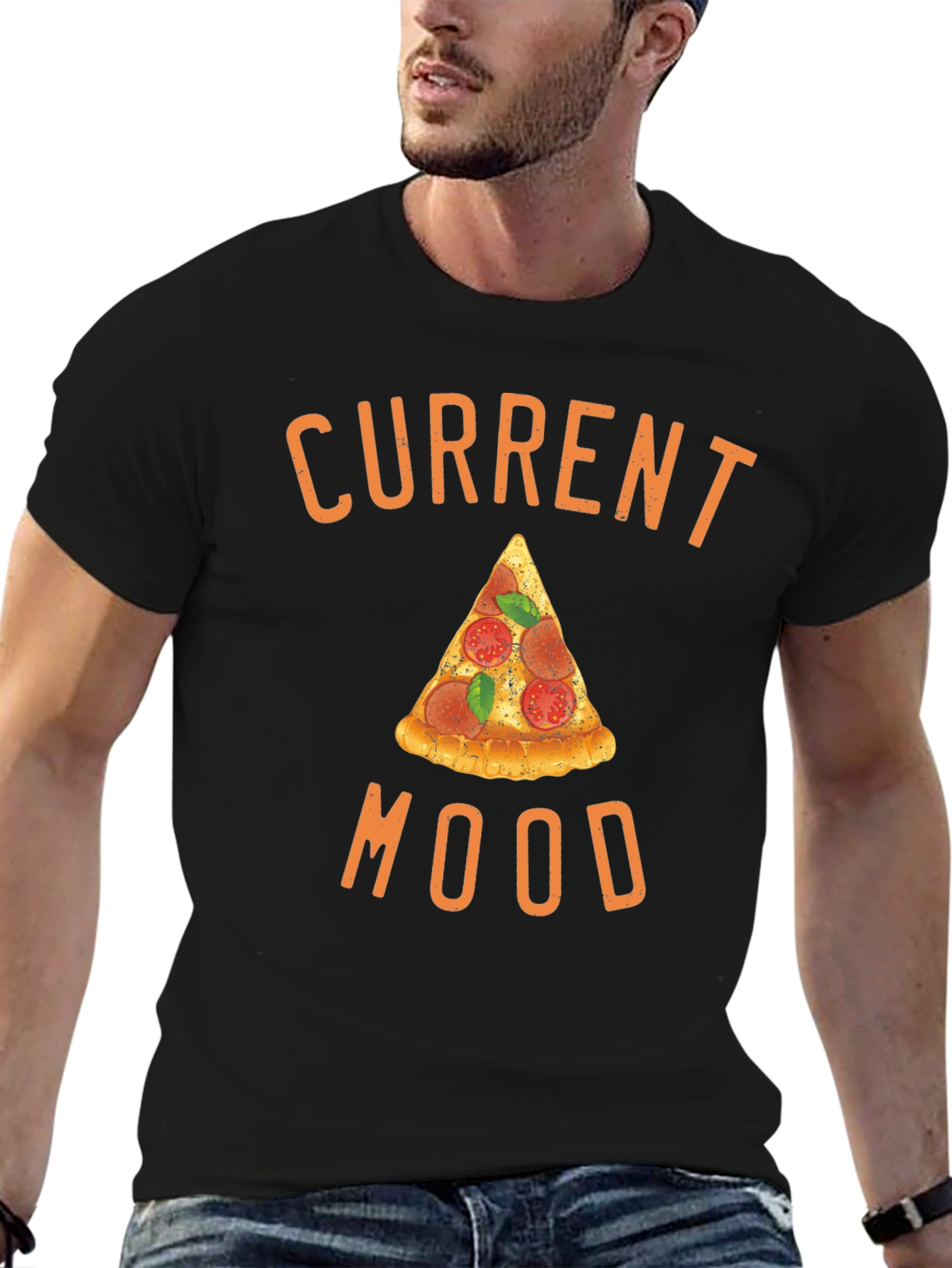 Pizza Mood Graphic Tee - Unisex Black T-Shirt