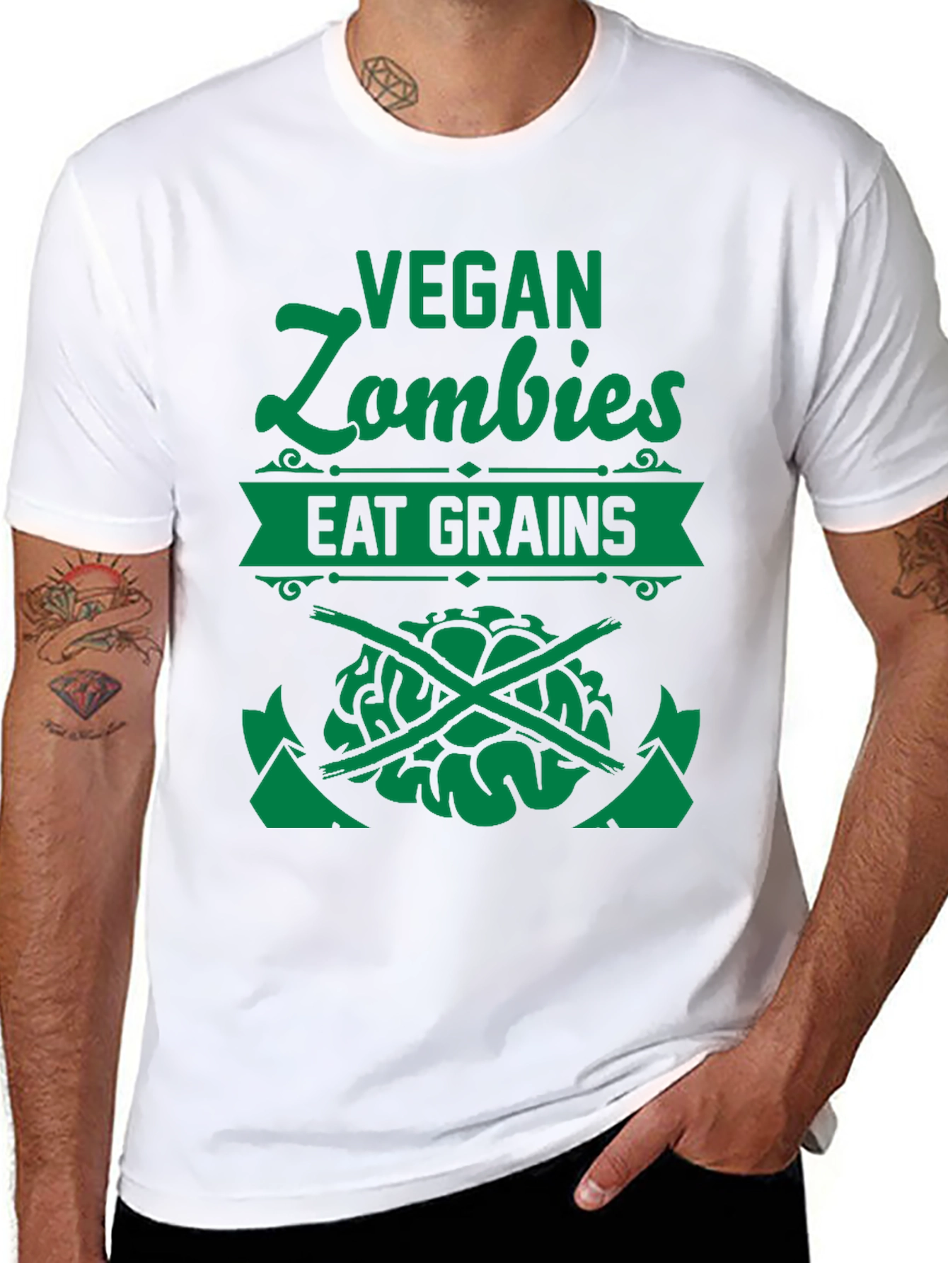 Vegan Zombie Eat Grains Graphic Tee