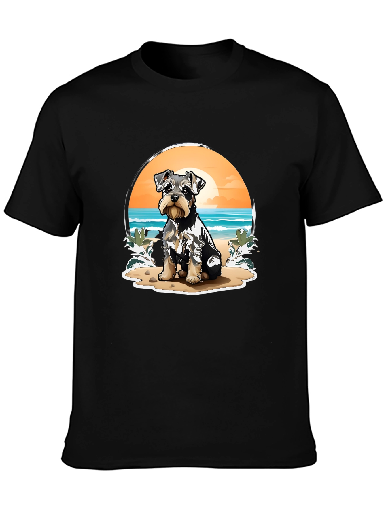 Dog Beach T-Shirt - Cute Schnauzer Pup Design