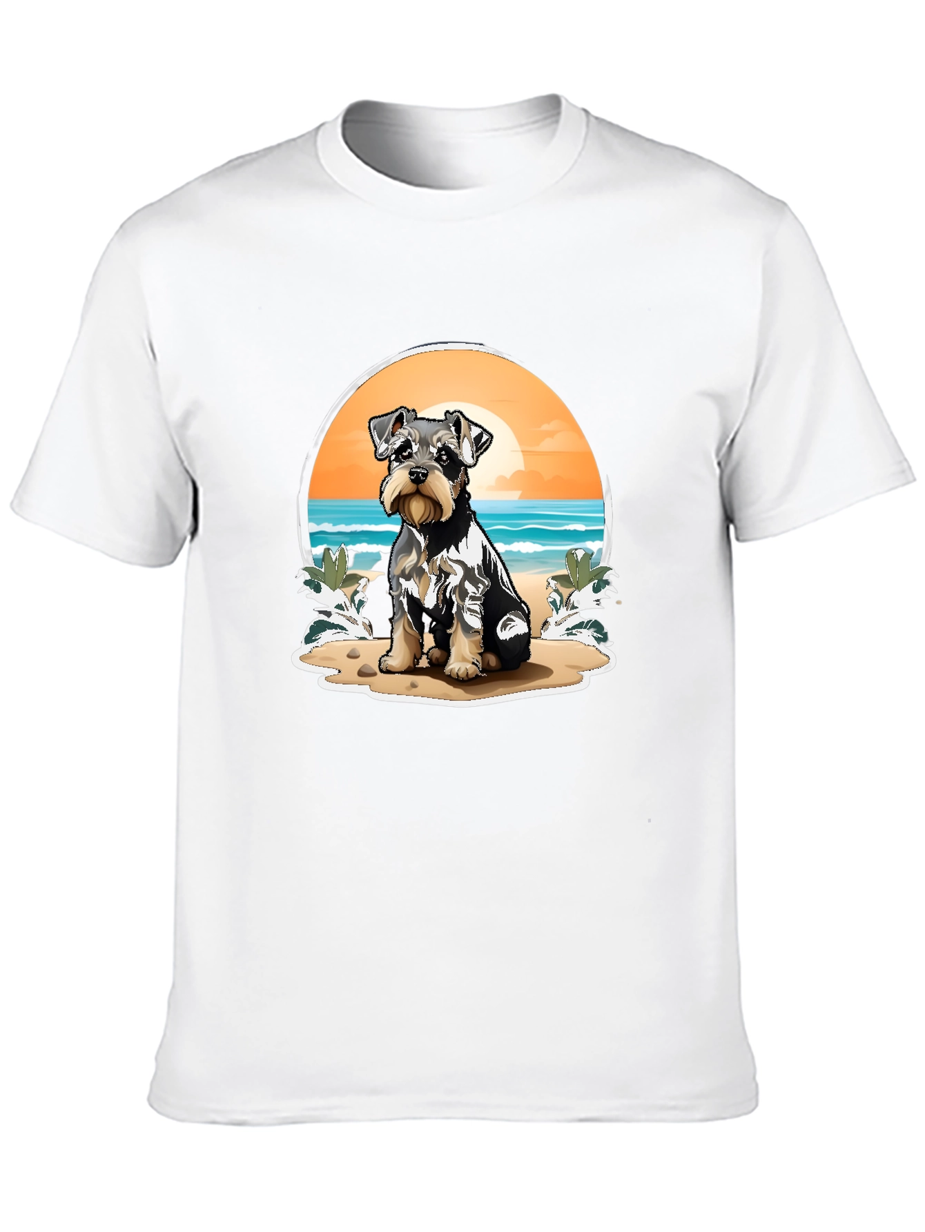 Dog Beach T-Shirt - Cute Schnauzer Pup Design
