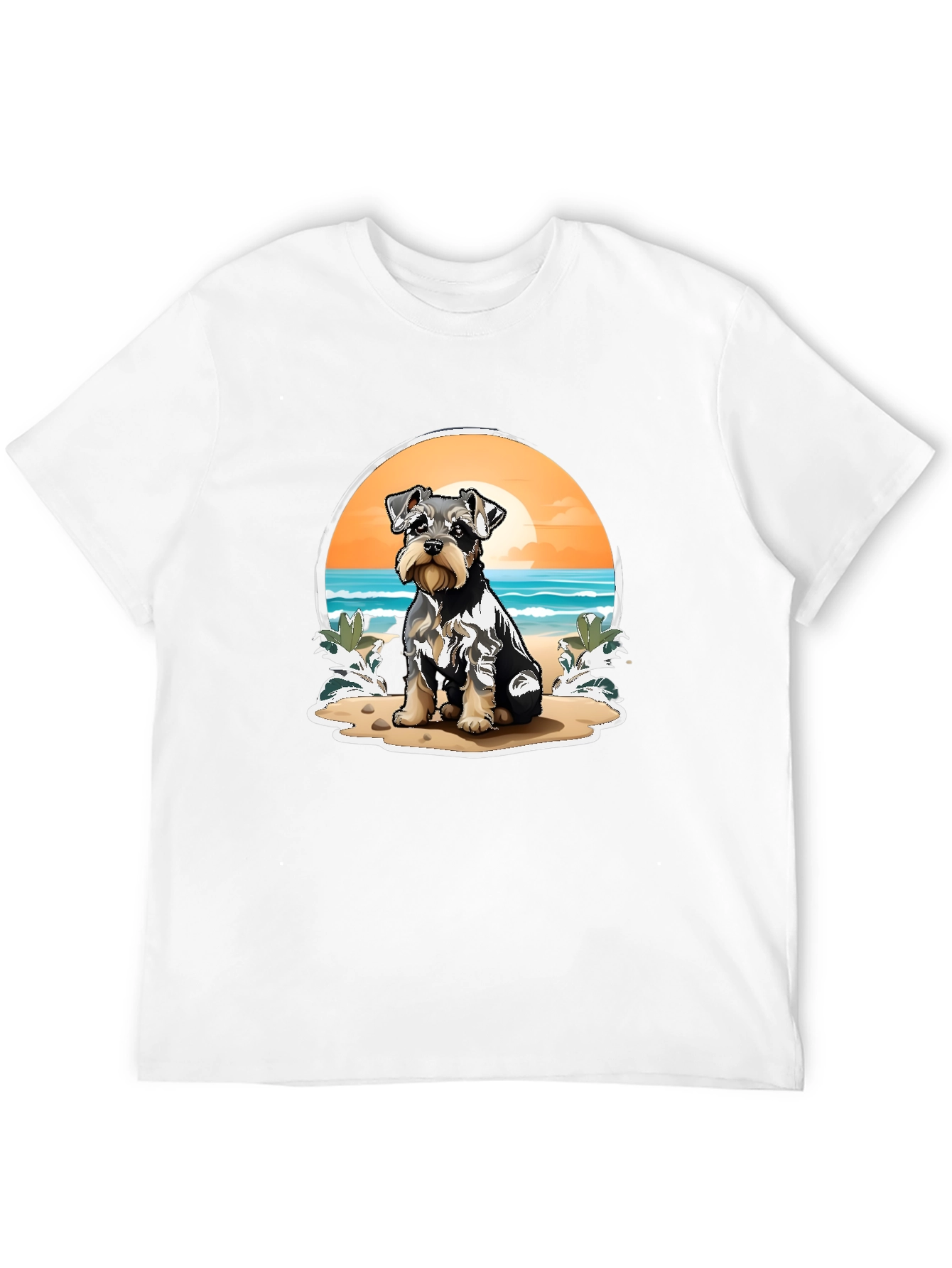 Dog Beach T-Shirt - Cute Schnauzer Pup Design