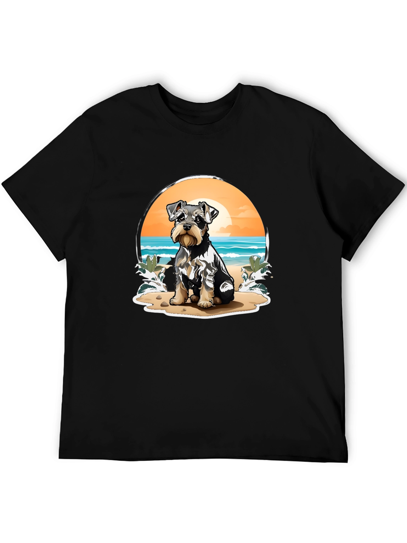 Dog Beach T-Shirt - Cute Schnauzer Pup Design