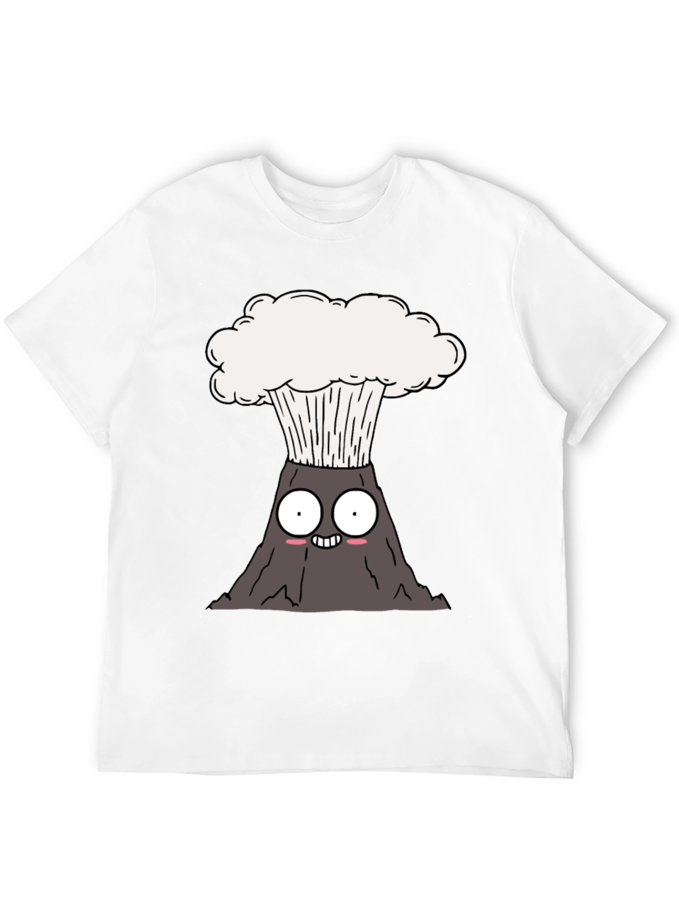 Cute Cartoon Volcano Black T-Shirt
