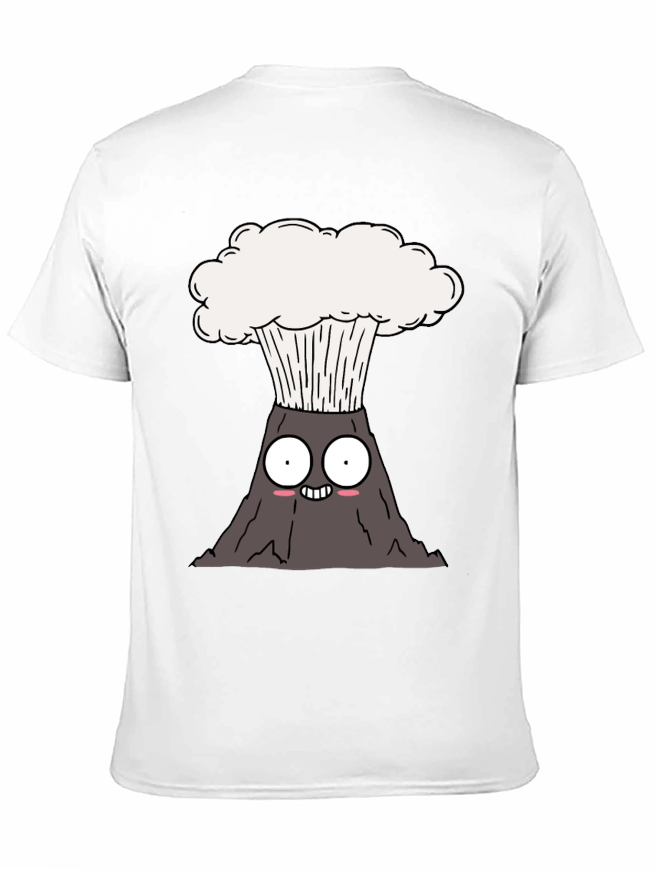 Cute Cartoon Volcano Black T-Shirt