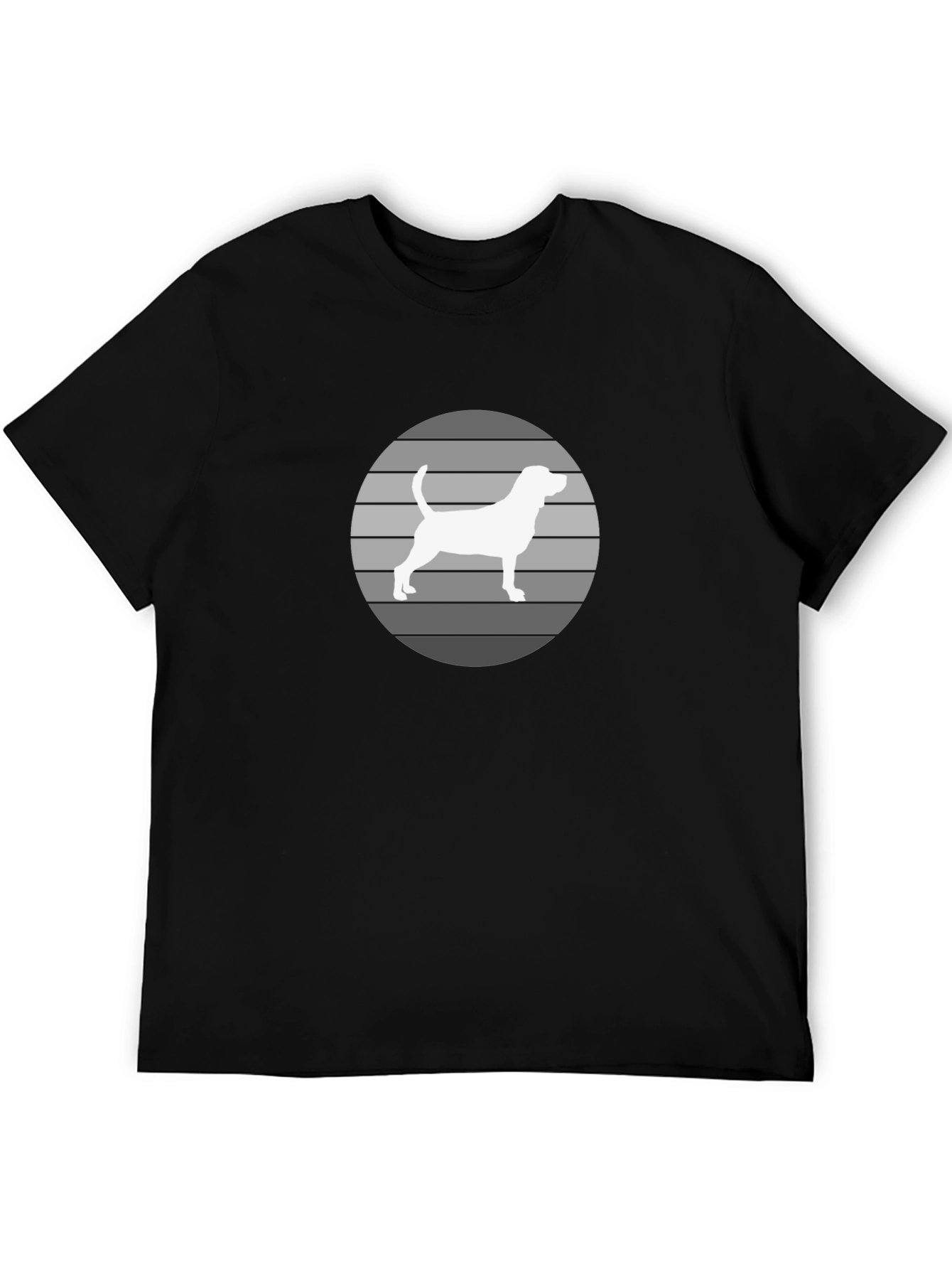 Dog Silhouette Striped Circle T-Shirt
