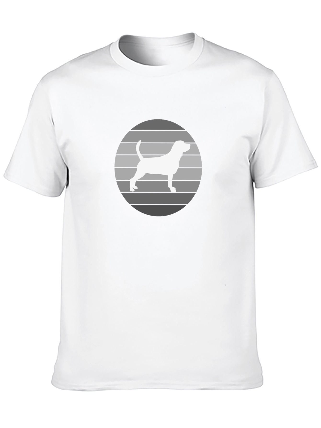 Dog Silhouette Striped Circle T-Shirt