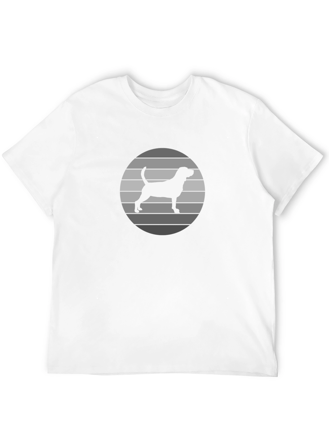 Dog Silhouette Striped Circle T-Shirt