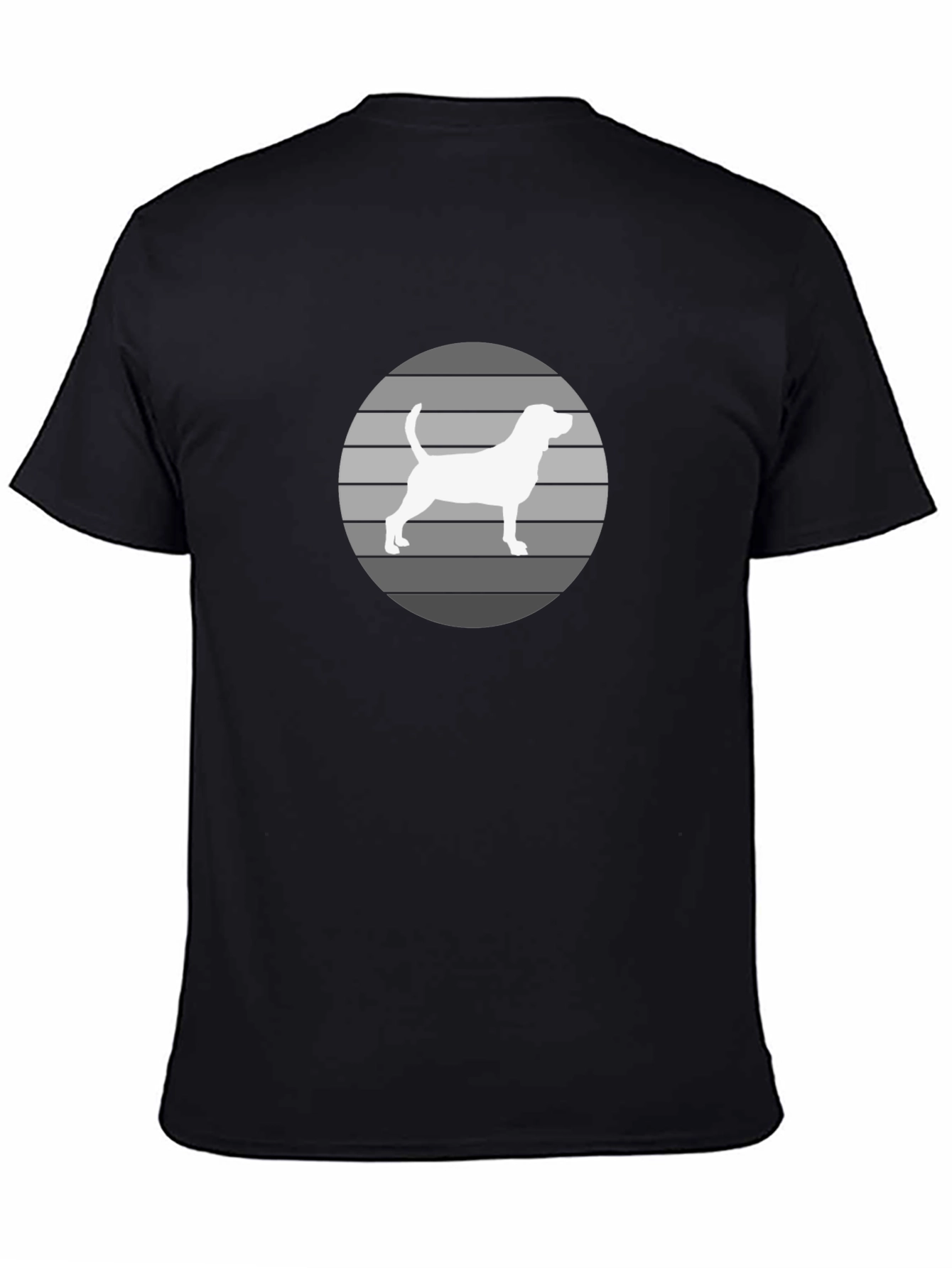 Dog Silhouette Striped Circle T-Shirt