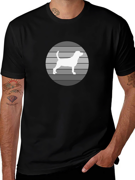 Dog Silhouette Striped Circle T-Shirt