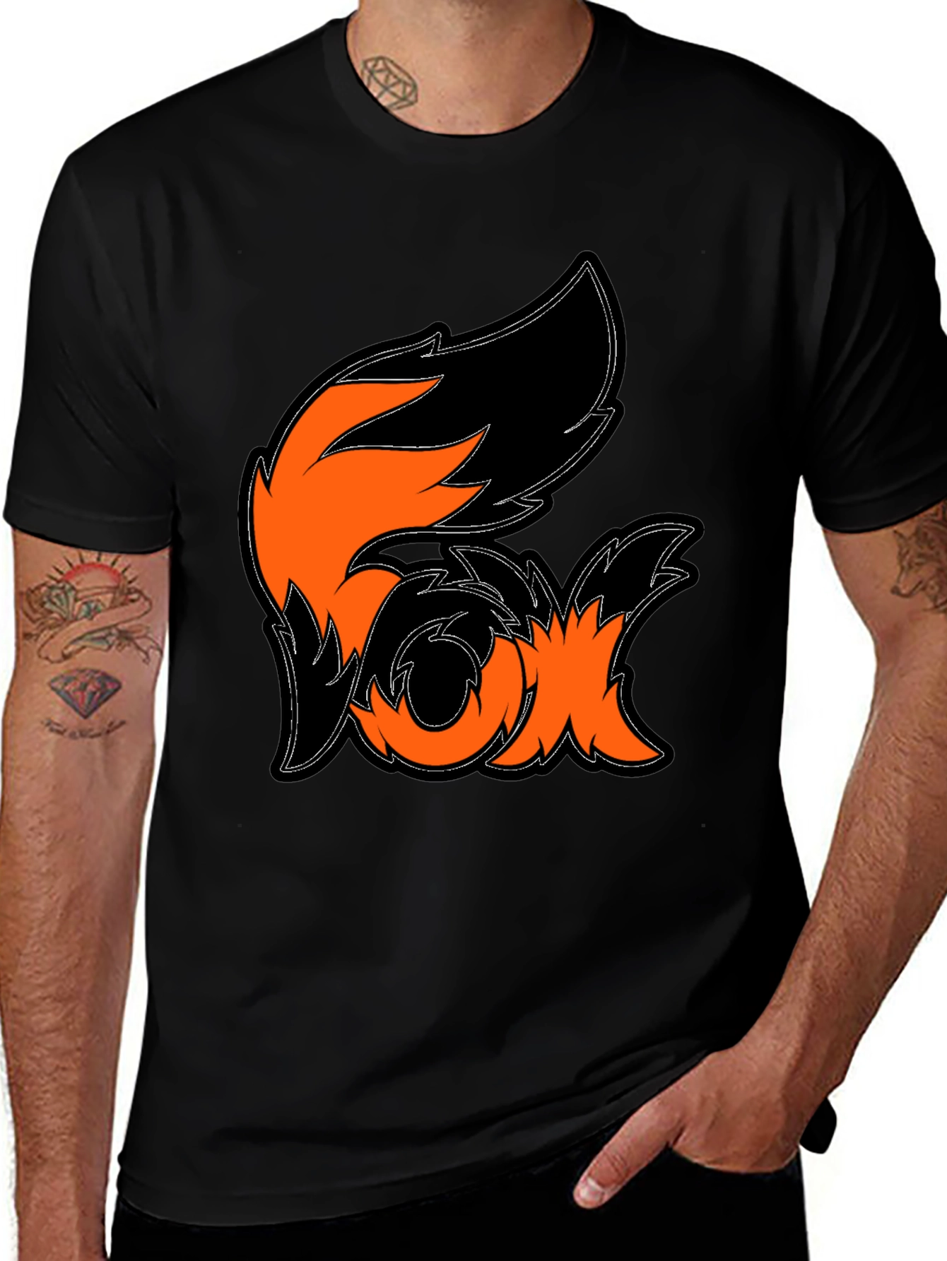 Fox Graphic Black T-Shirt - Stylish Animal Design Tee