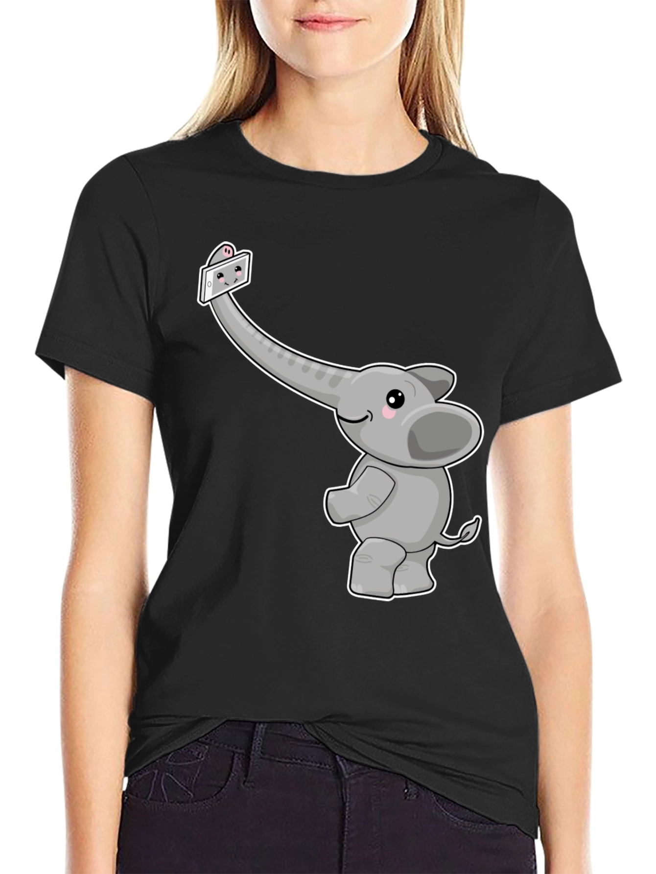Elephant Selfie Graphic Tee - Cute Animal Shirt