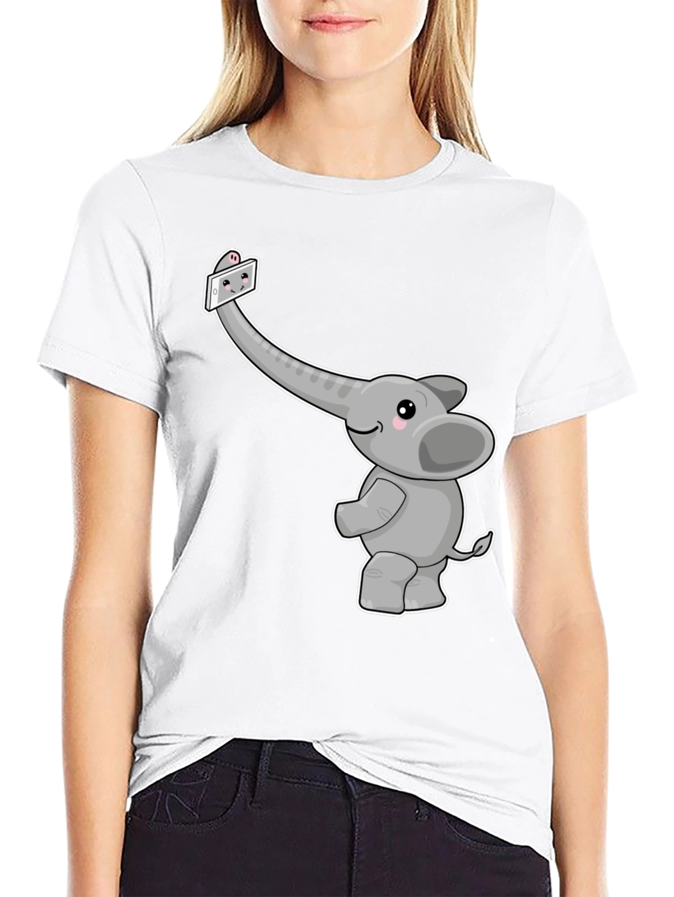 Elephant Selfie Graphic Tee - Cute Animal Shirt