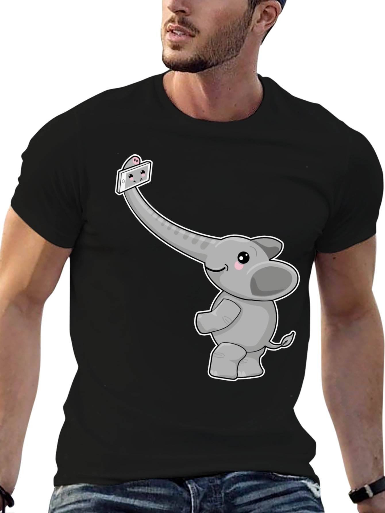 Elephant Selfie Graphic Tee - Cute Animal Shirt