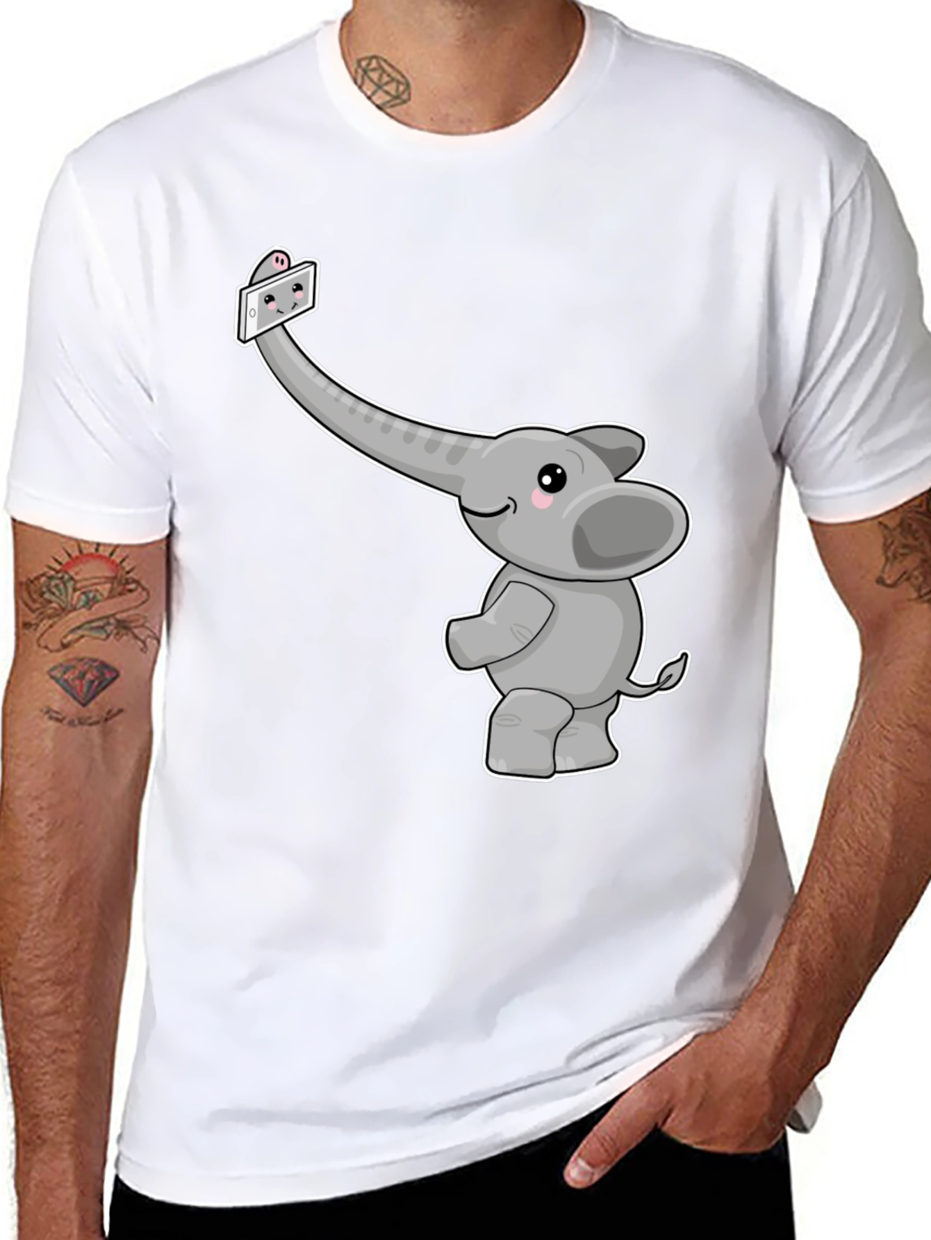 Elephant Selfie Graphic Tee - Cute Animal Shirt