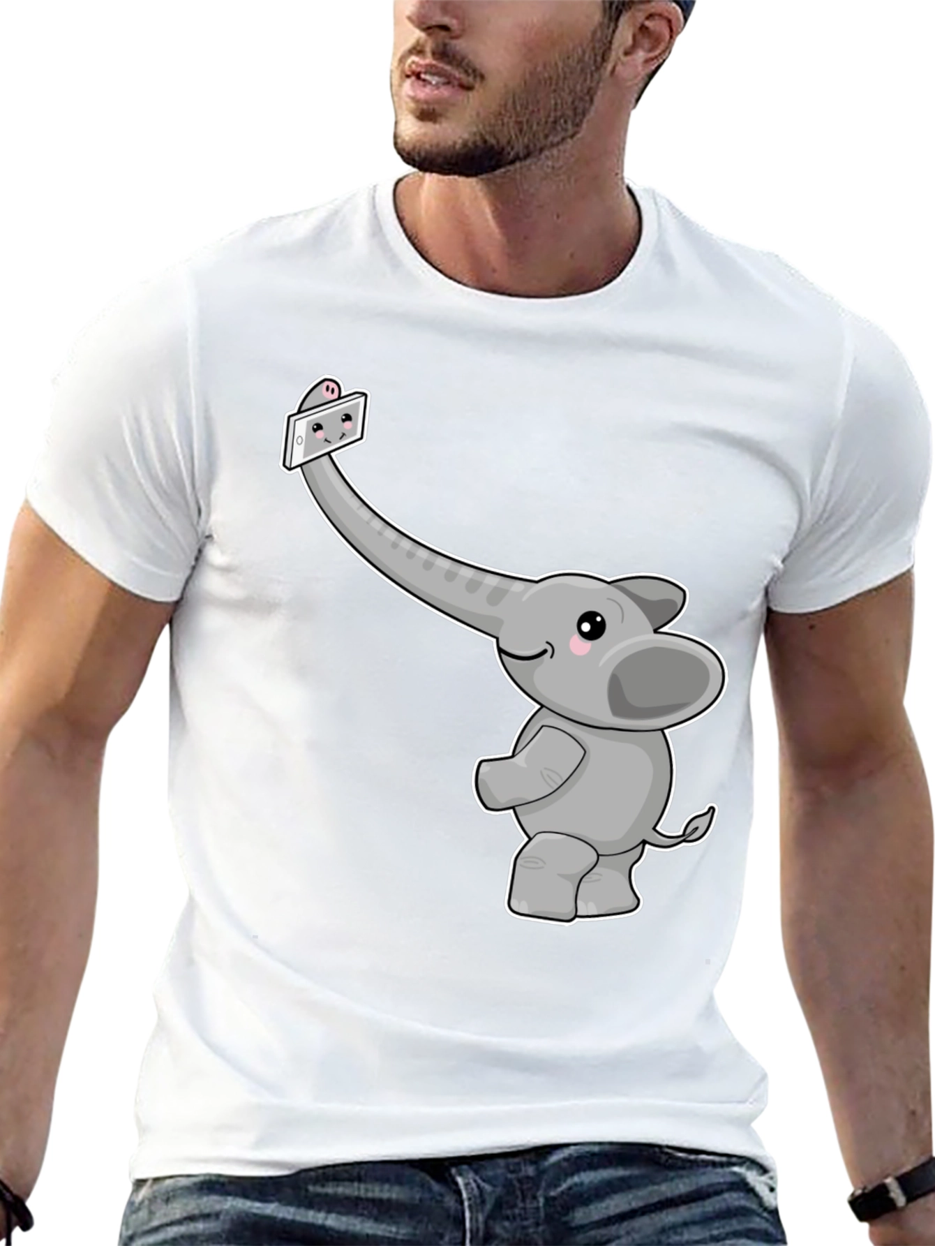 Elephant Selfie Graphic Tee - Cute Animal Shirt